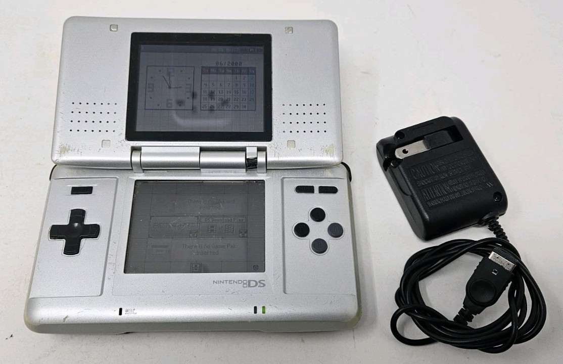 Nintendo DS Original NTR-001 Console w/ Charger Tested Works Silver