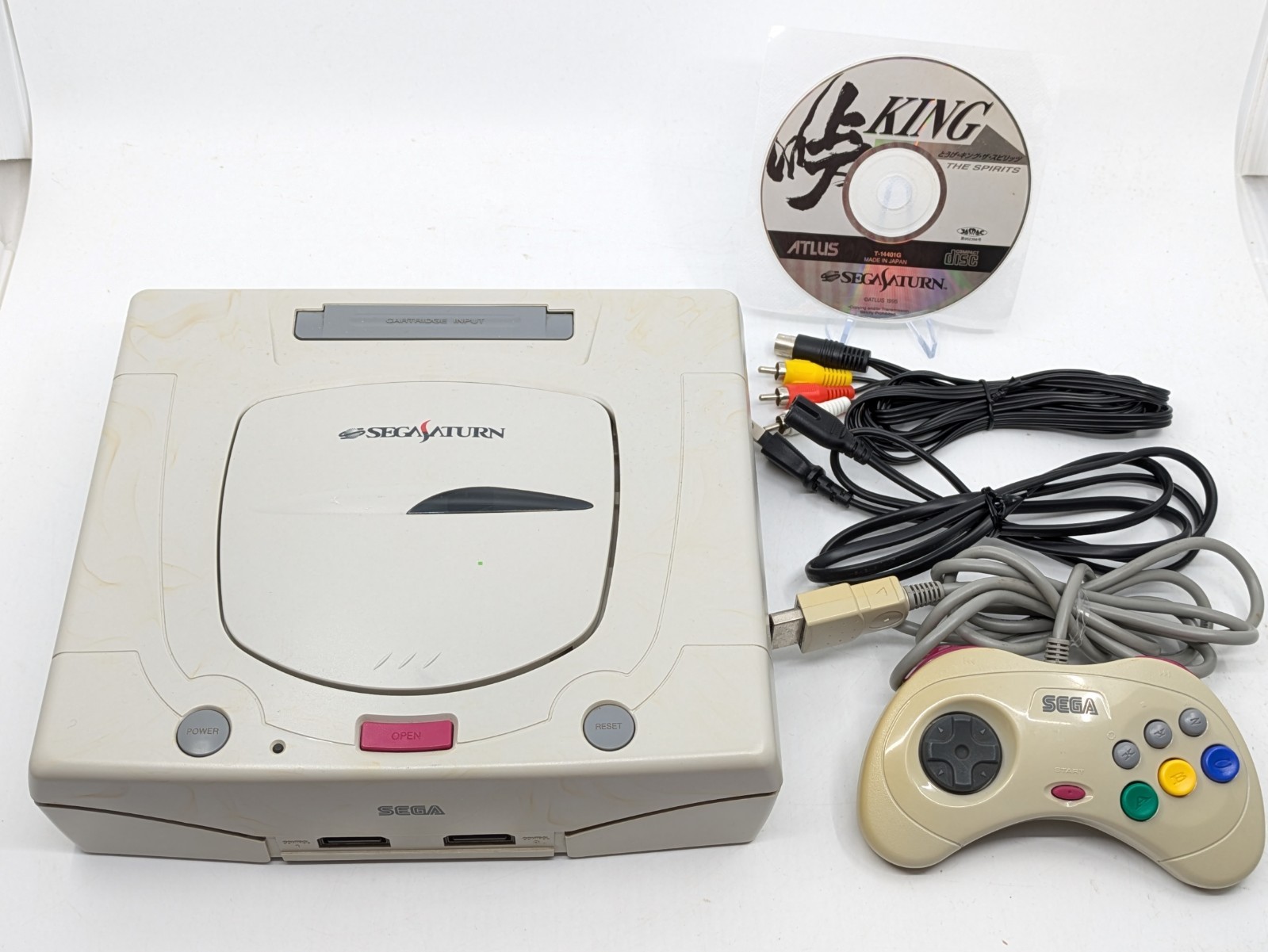 Sega Saturn White HST-3220 NTSC-J Tested w Controller + Touge King the Spirits