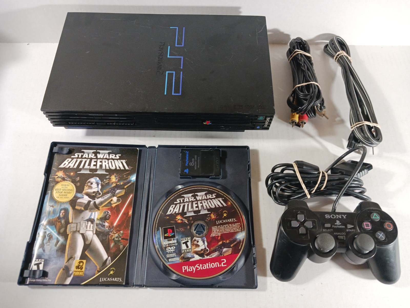 PlayStation 2 Console Bundle PS2 Lot Tested OEM Controller Battlefront II Set