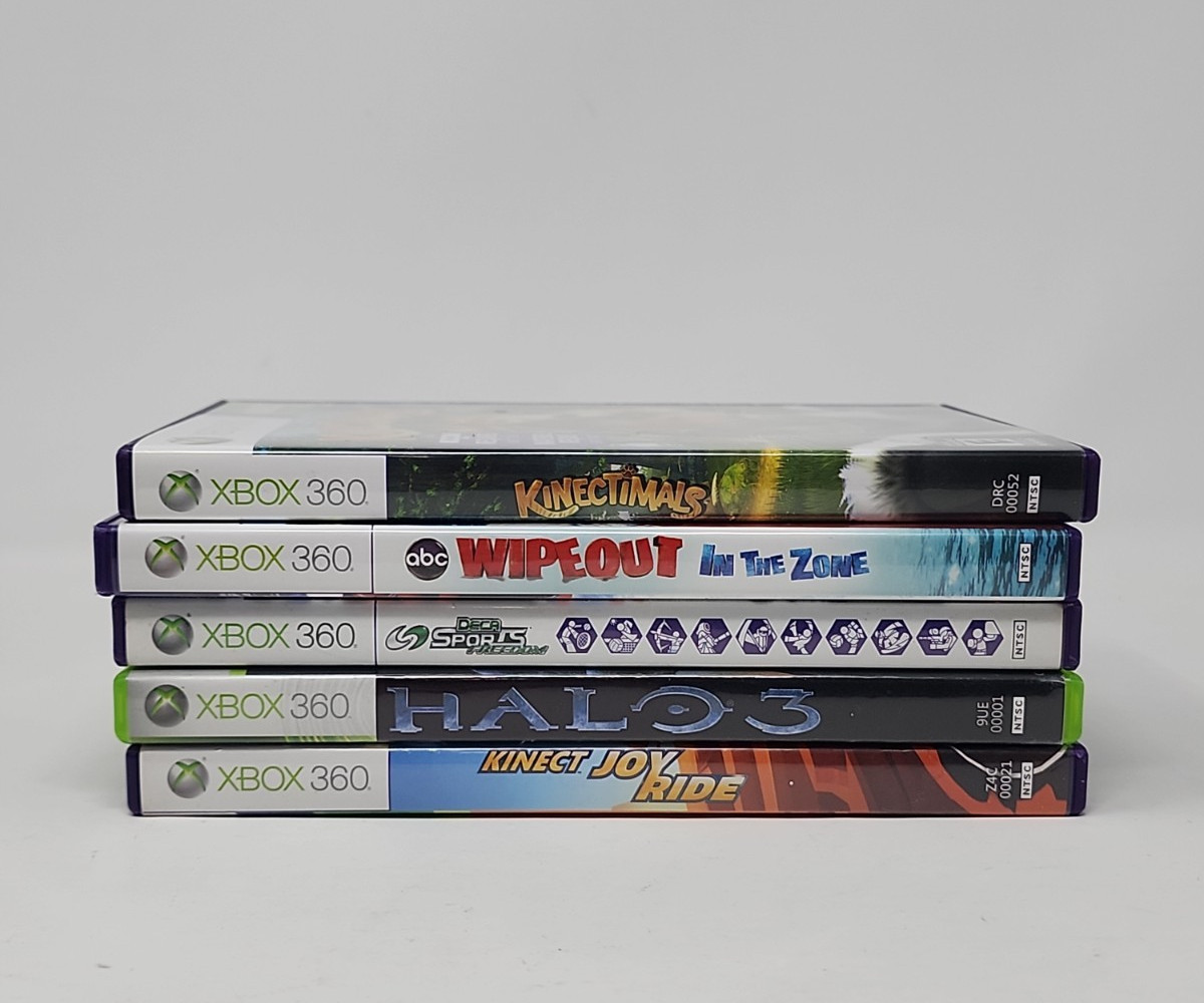White Xbox 360 Slim 250GB Console Kinect Set w/ OEM Controller & 6 Games TESTED