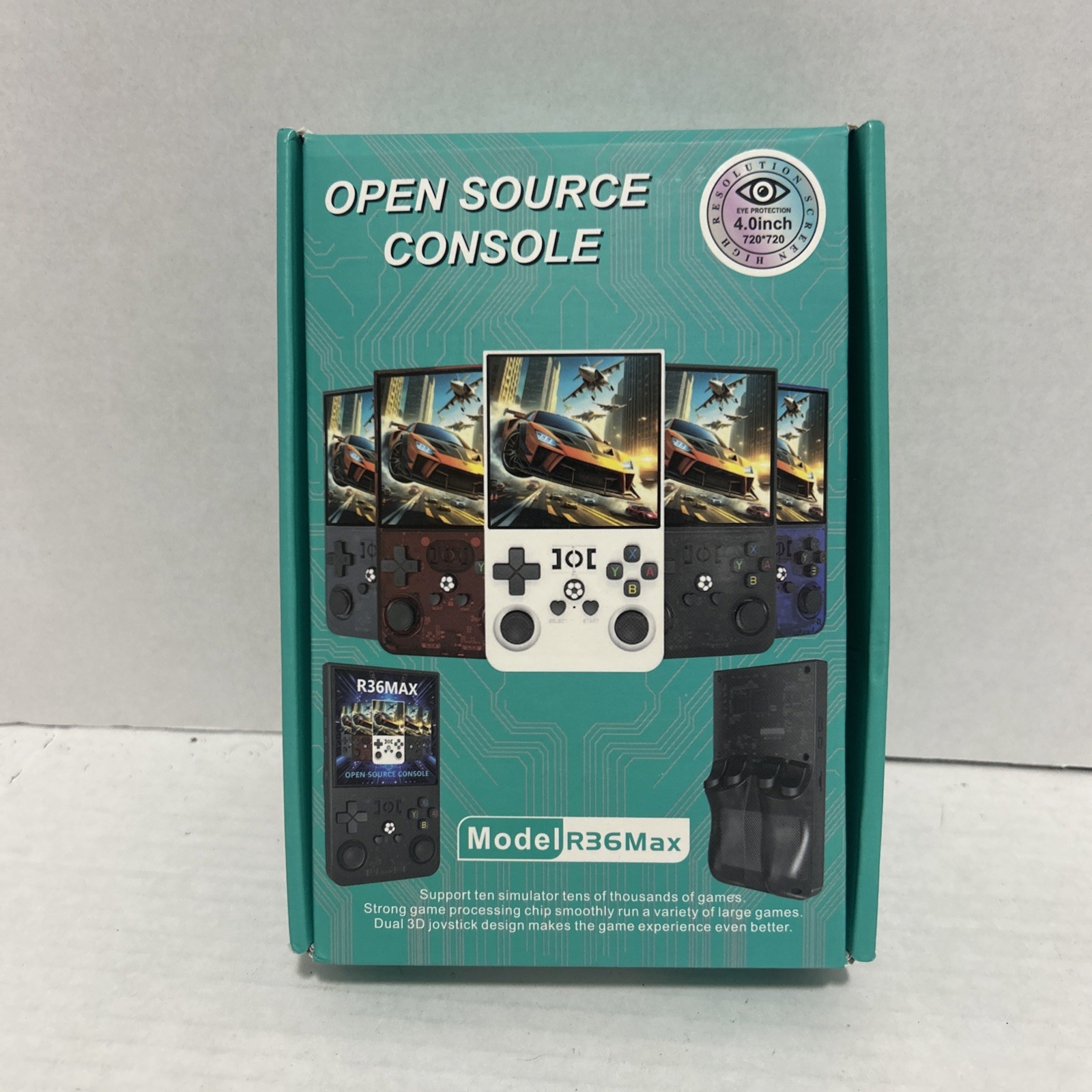 Retro Style 4 Inch Screen 720X720p Open Source Console Model R36Max – Black 64G