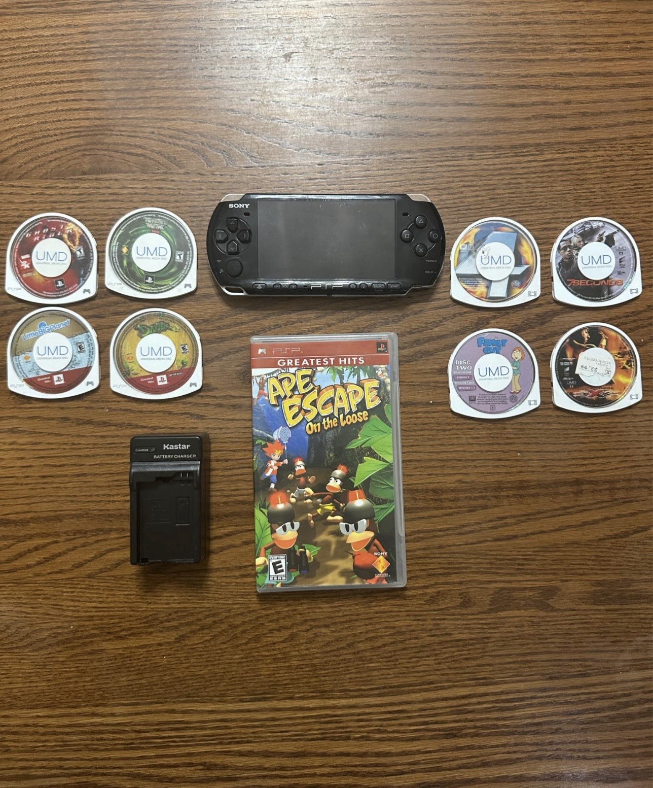 Sony PSP 3001 Black Handheld Console with 5 Games & 4 Movies Bundle Lot
