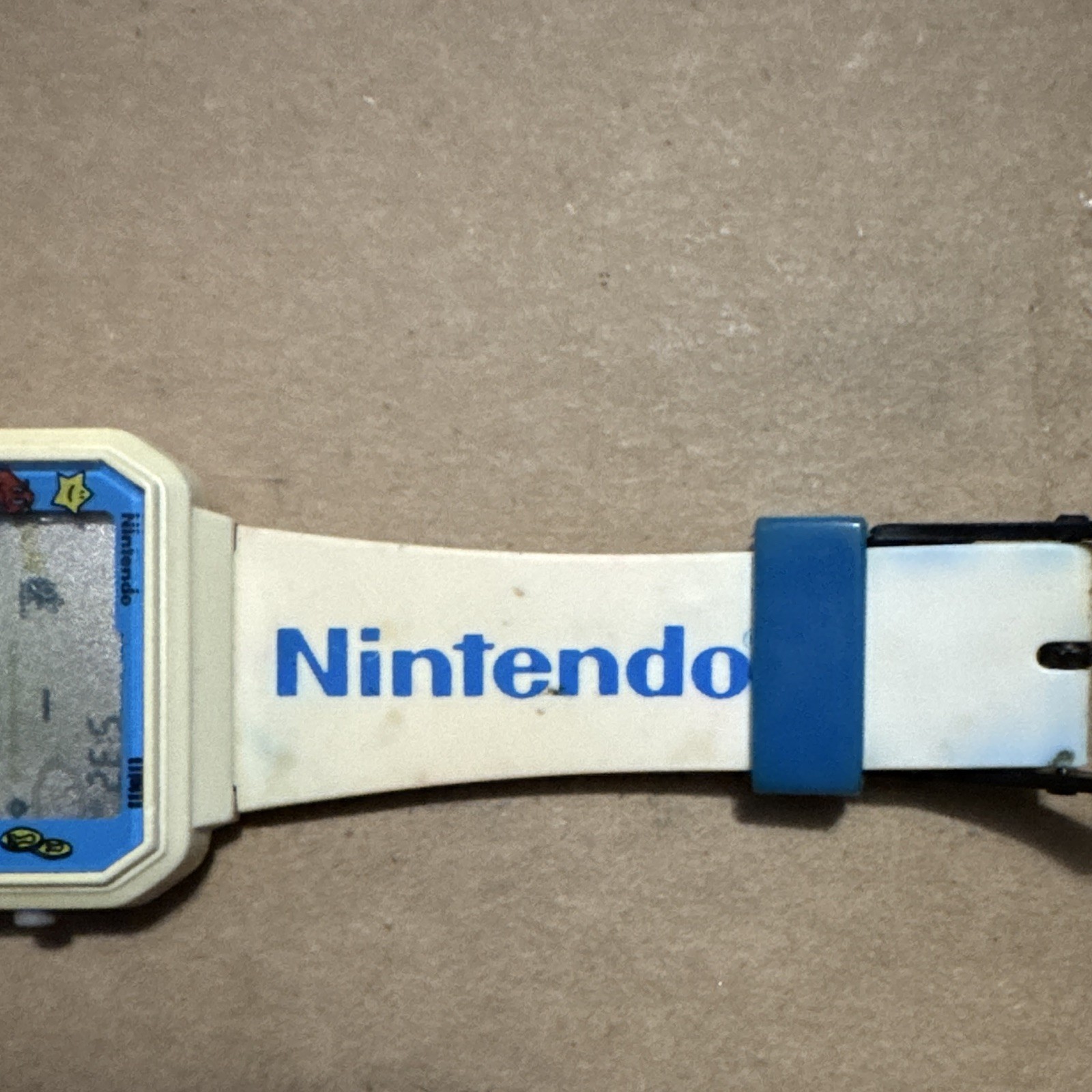 Nintendo Super Mario Bros. Vintage Kids Digital Quartz Alarm Watch Beige/Blue