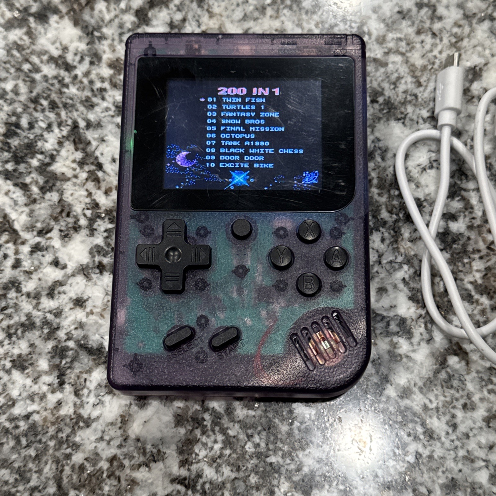 Merkury MI-PGC01 Purple Clear Handheld Video Game Console Rechargeable Battery