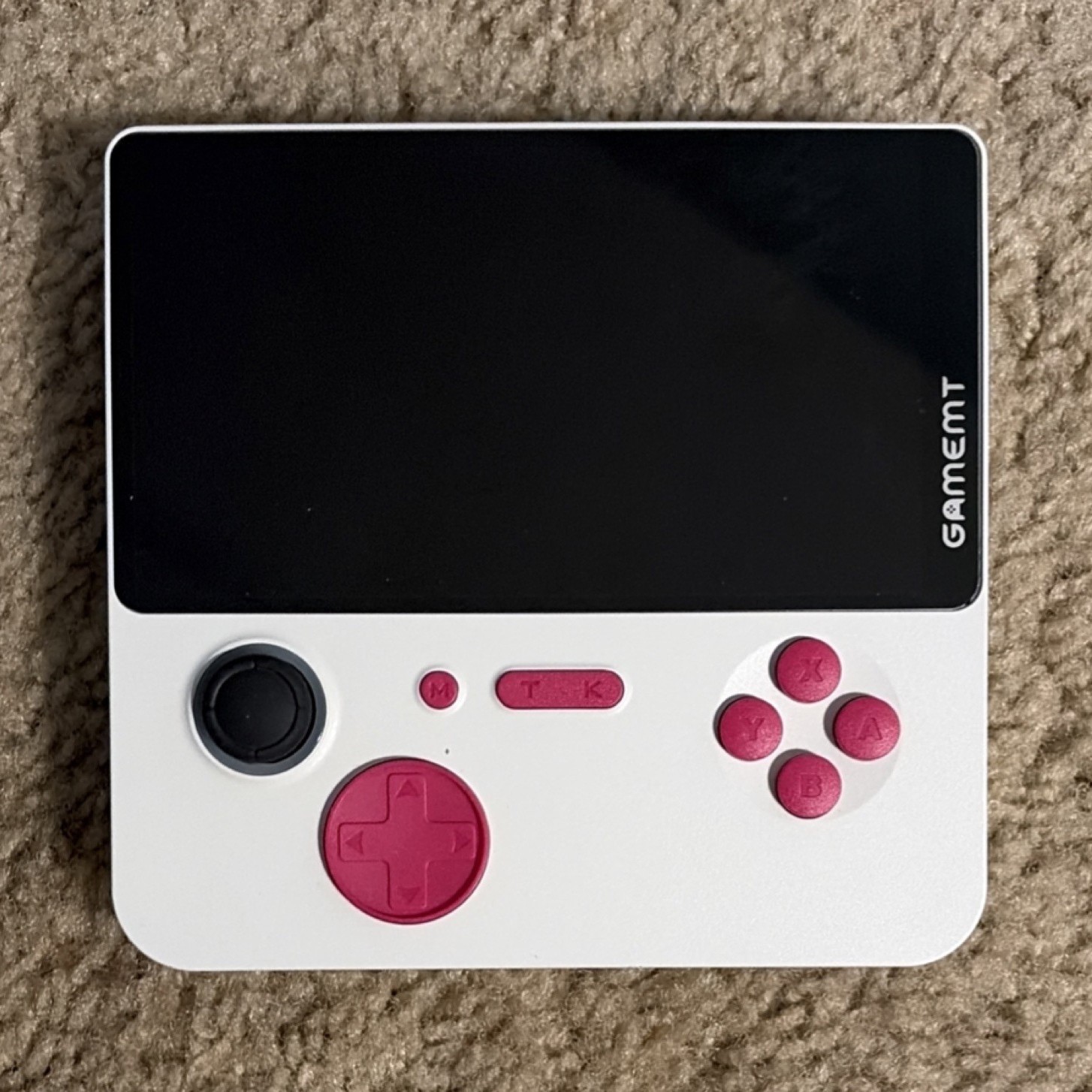 GAMEMT Handheld Video Game Console White Pink Stand HDMI USB Multiple Games