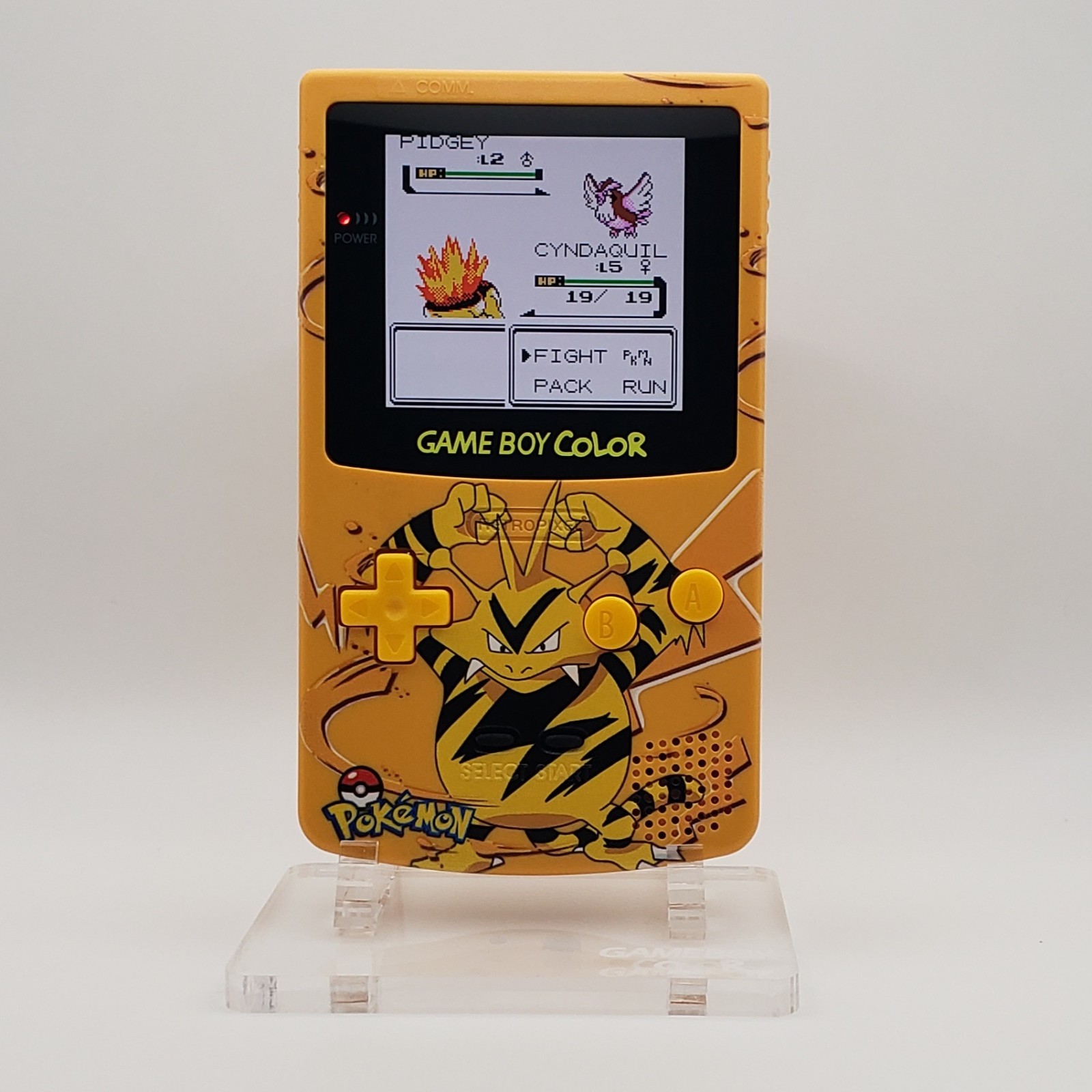 Laminated OLED Screen – Electabuzz Game Boy Color w/ Case, New Speaker, Recapped