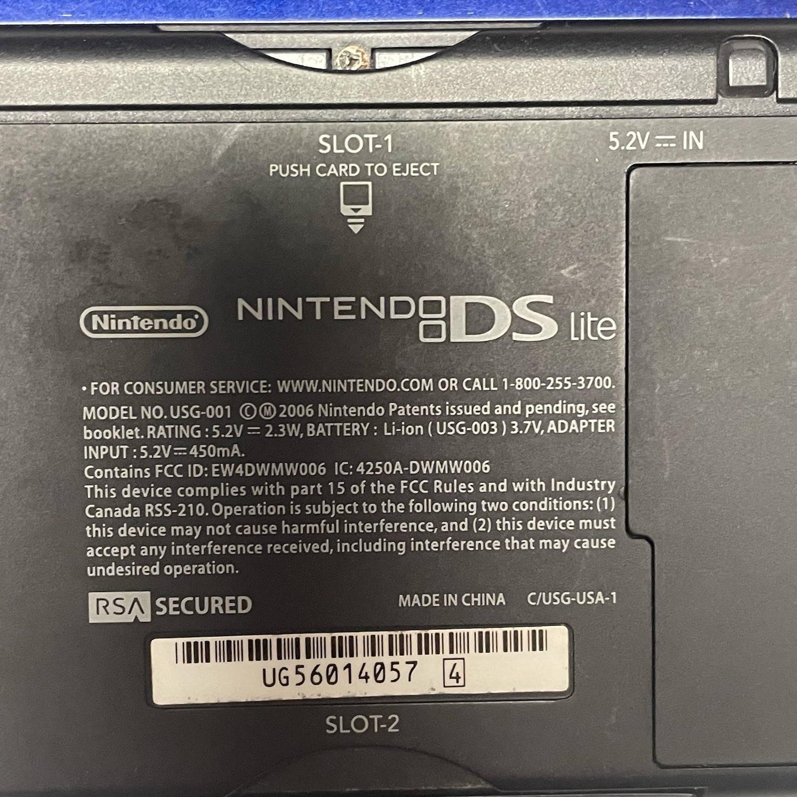 Nintendo DS Lite USG-001 Blue Dual Screen Headphone Jack Handheld System