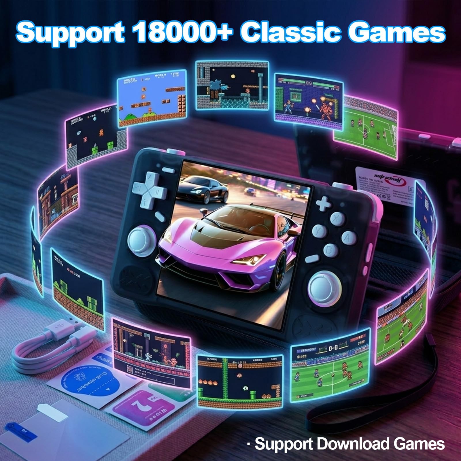 XF40H Retro Handheld Game Console, 4.0 inch HD Screen, Linux 64-bit System, 1…