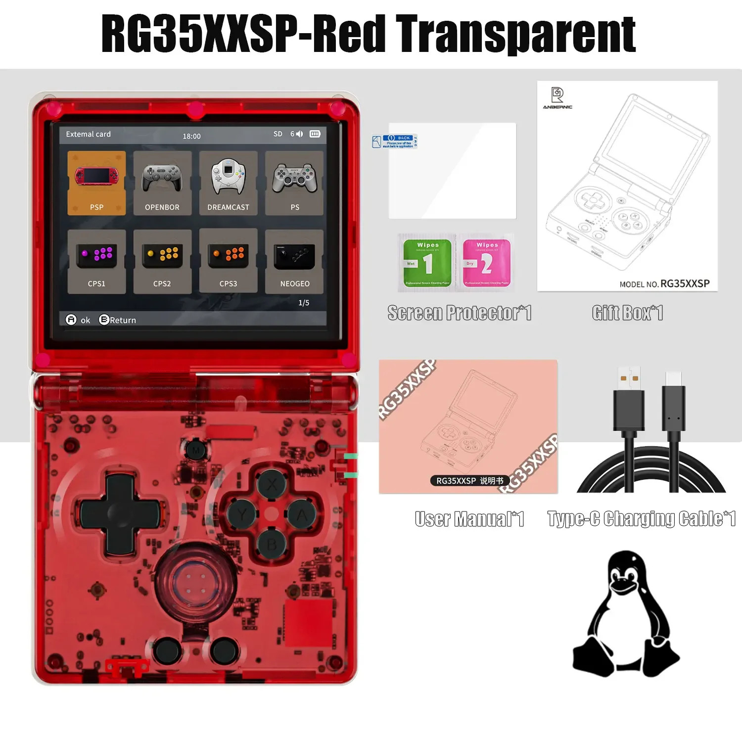 RG35XXSP Flip Handheld Game Console 3.5 Inch IPS 64GB Linux TV Output