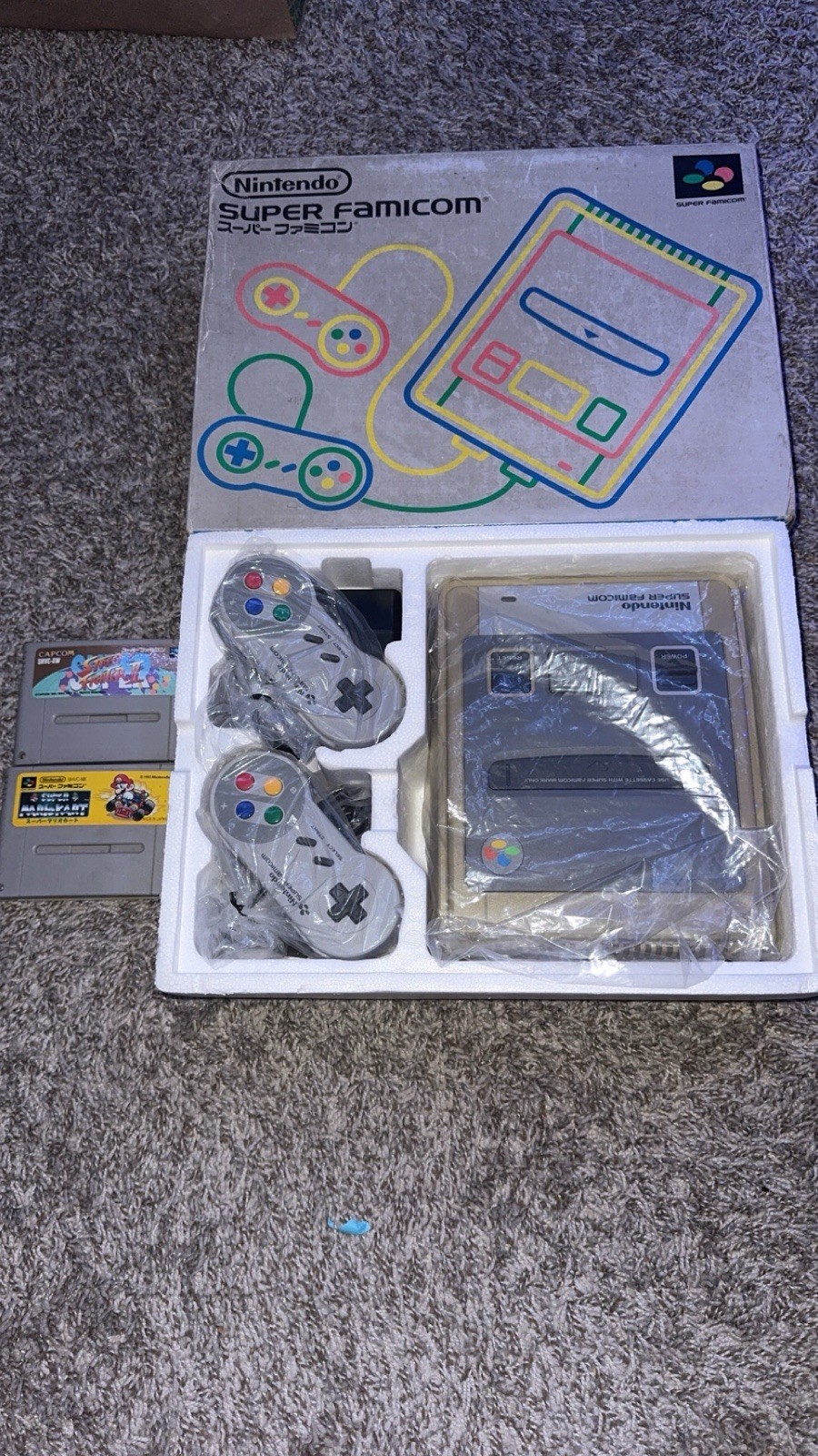 Nintendo Super Famicom Console in box CIB with 2 games Japan Mario SF2 NTSC-J