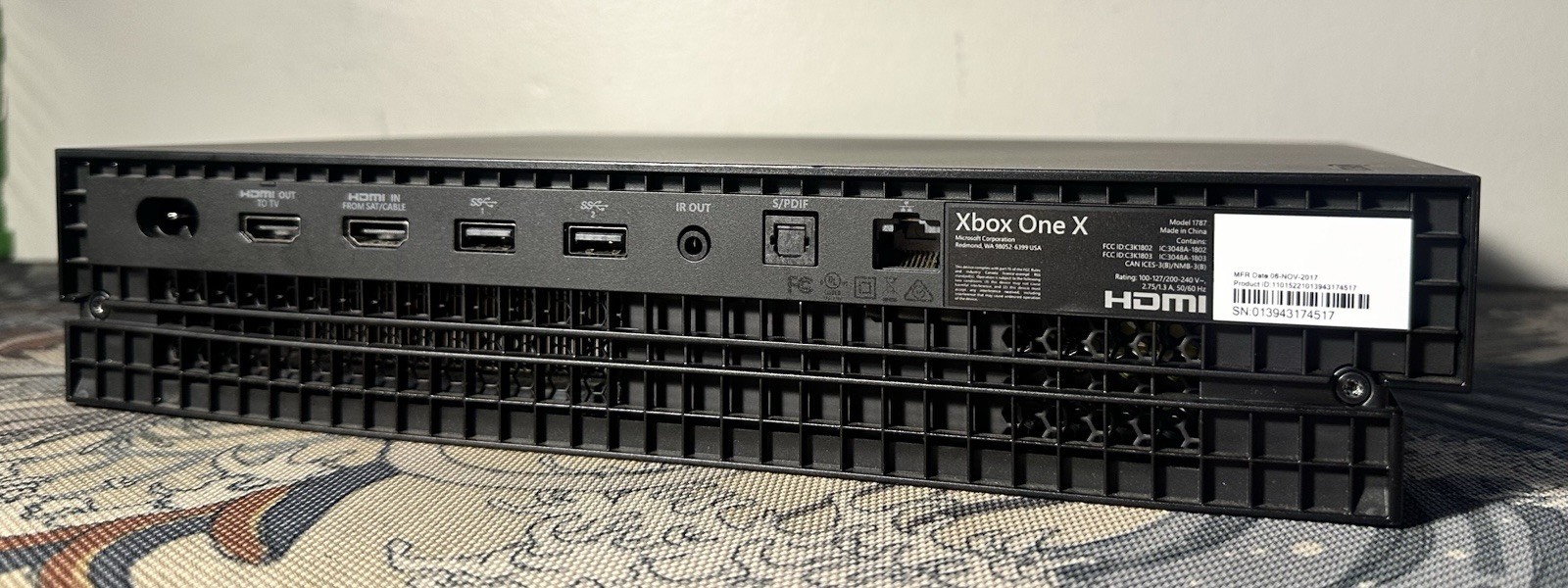 Microsoft Xbox One X Console Lot Black 1TB w/10 Games + 2 Controllers & Cables
