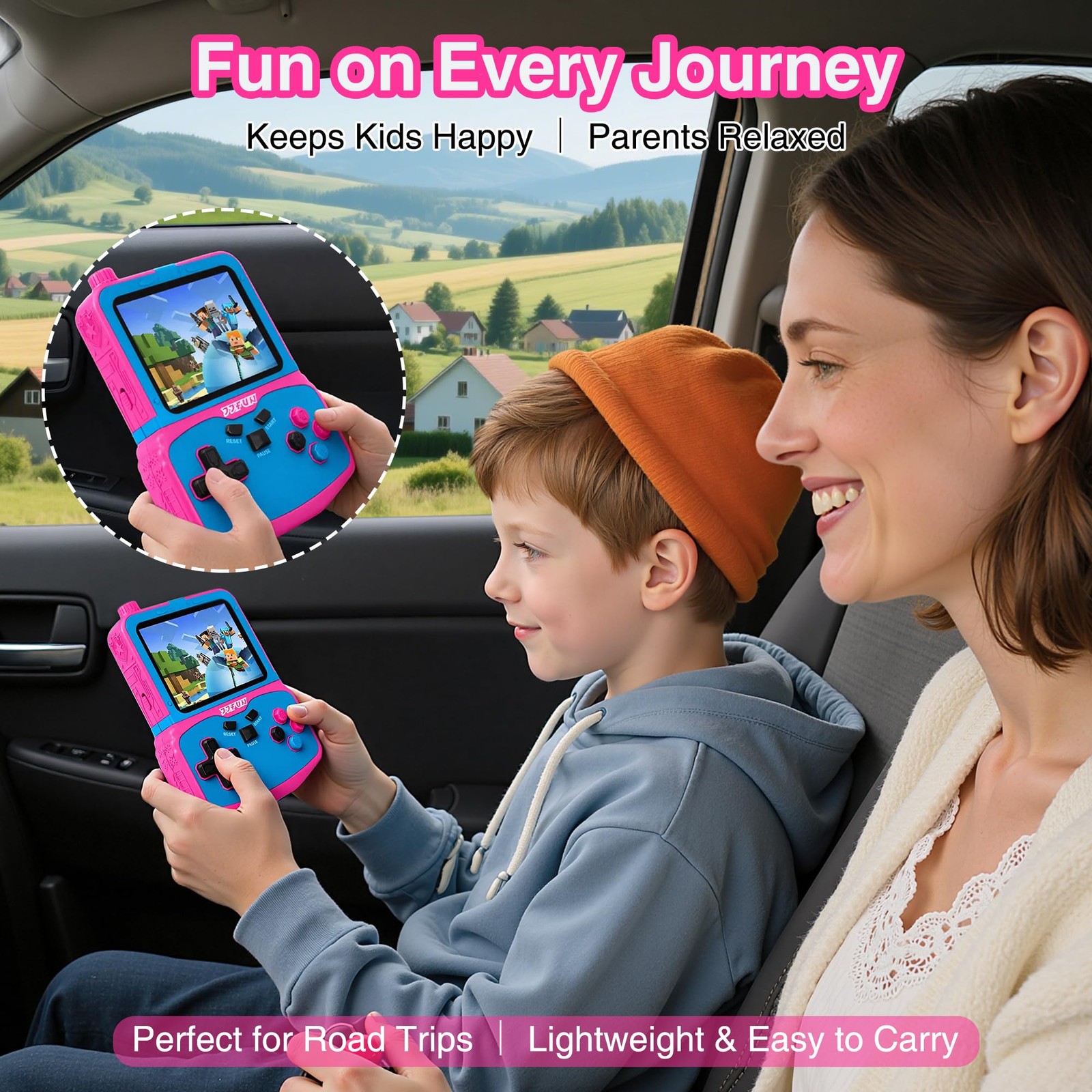 Handheld Game Console for Girls, 220 Retro Games Built-in, 3.5» HD IPS Screen,