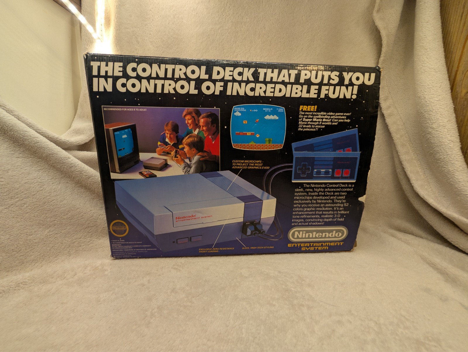 NINTENDO NES CONTROL DECK Complete in Box w Super Mario Bros 1987 No Styrofoam