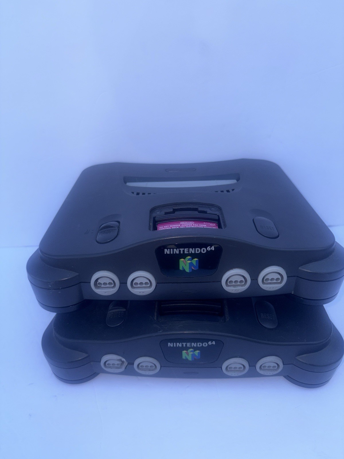 Lot Of 2 Nintendo 64 Charcoal Gray N64 Console Only W/ JUMPER PAK Untested As Is