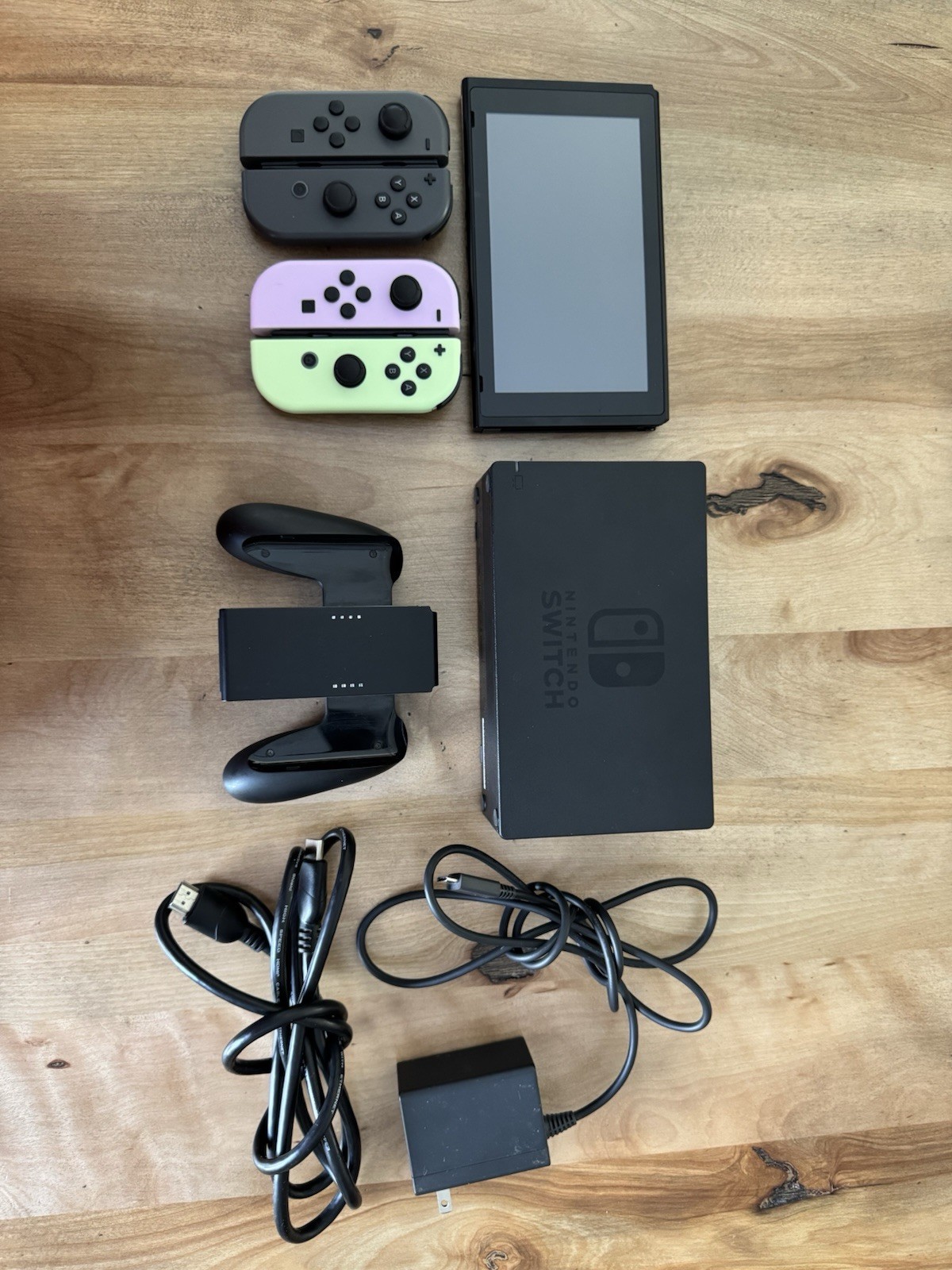 Nintendo Switch Console Gray, Purple & Green Joy-Con, Dock, Grip, HDMI