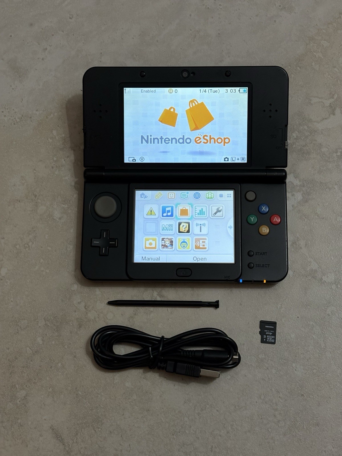 Nintendo New 3DS Black Edition Handheld System Console With Charger USA Seller