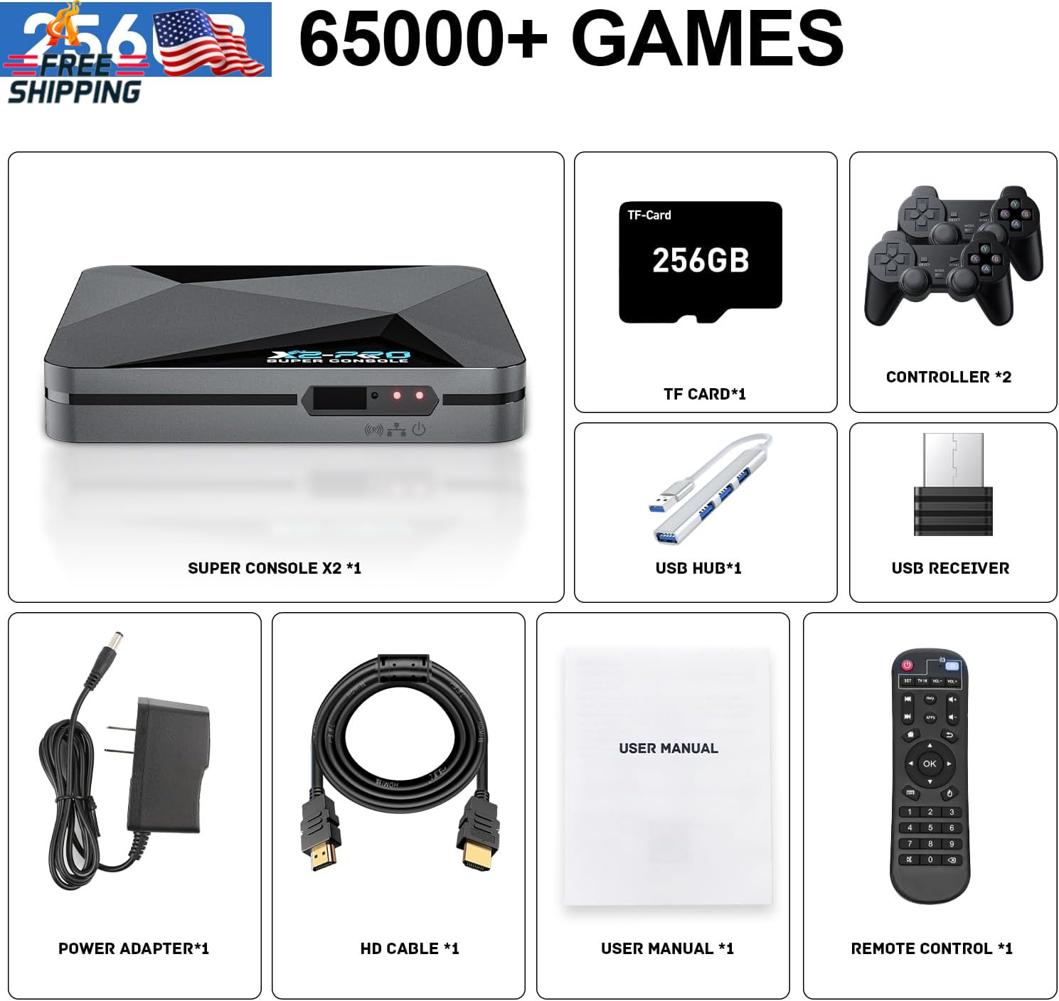 Kinhank Retro Game Console with 65,000+ Classic Games,Super Console X2 PRO Video