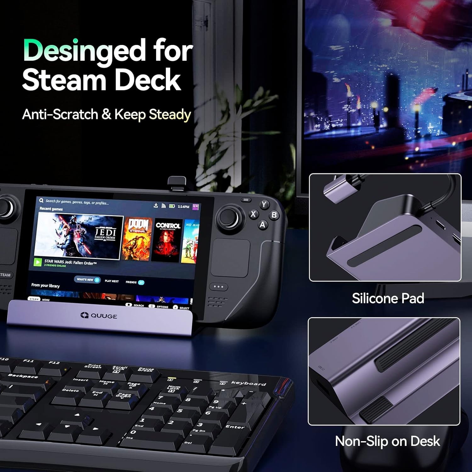 Steam Deck Dock, 6 in 1 Valve Steam Deck Docking Staion with 2*USB-A & USB-C …