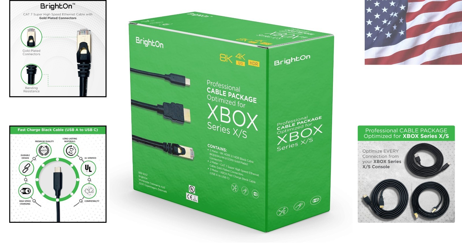 3-Piece Optimized Cable Set for Xbox Series X/S: 8K HDMI, CAT 7 Ethernet, USB-C