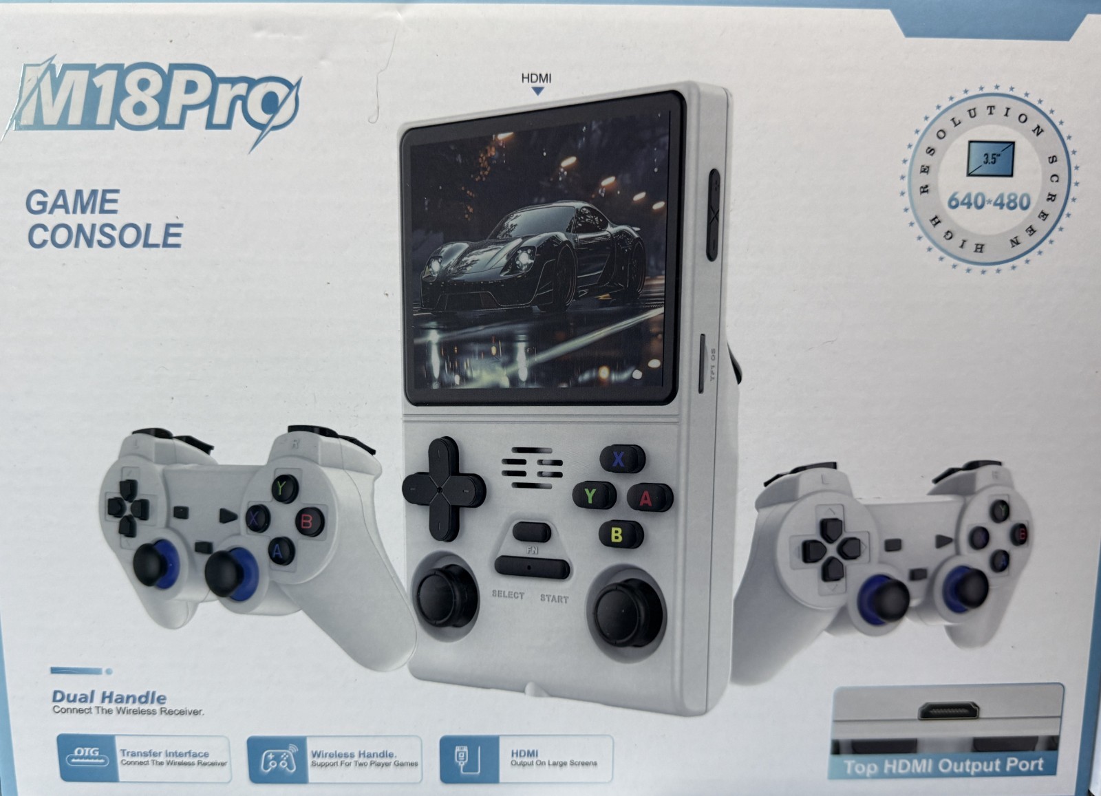 M18 Pro Retro Handheld Game Console 21,000+ Games HDMI 2 Controllers Plug & Play