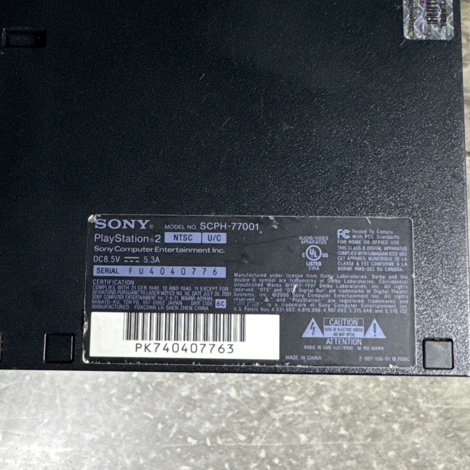 Sony PlayStation 2 PS2 Slim Console (SCPH-77001) w/ OEM AV & Power Supply Tested