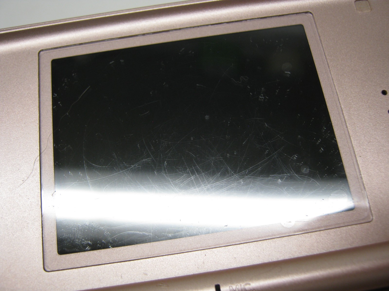 Nintendo DS Lite Metallic Rose Pink USG-001 w Cord Tested Works Scratched Screen