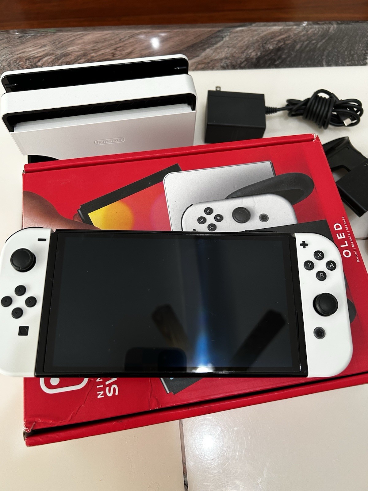Nintendo Switch OLED 64GB 720p HD White Joy-Con Bundle w/ Dock Case Cables