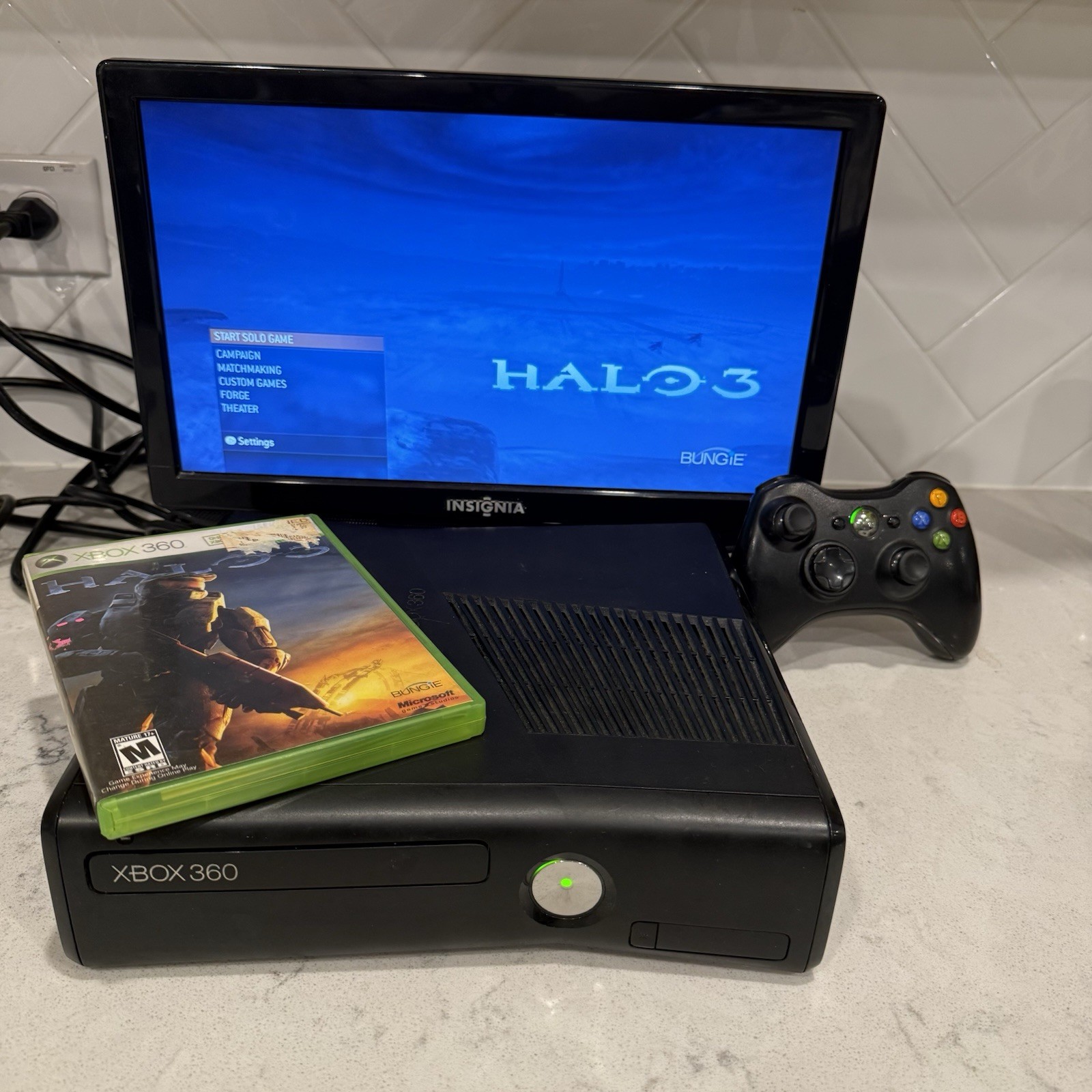 Microsoft Xbox 360 Black S 250GB Console Bundle w 5 🔥Games -Midnight Club, Halo