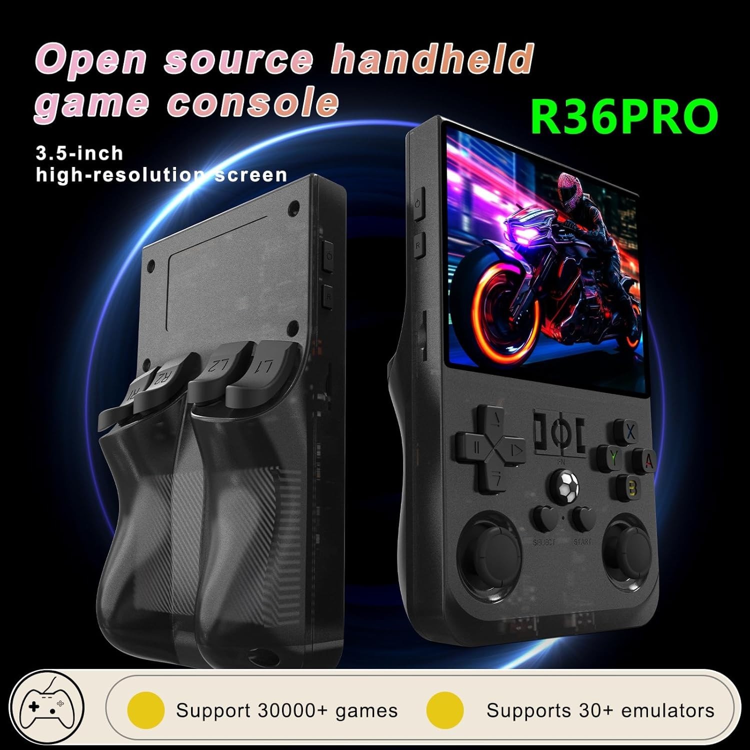 NEW Handheld Game Console 4.0″ IPS 64GB 18000 Games 4000mAh Portable Black