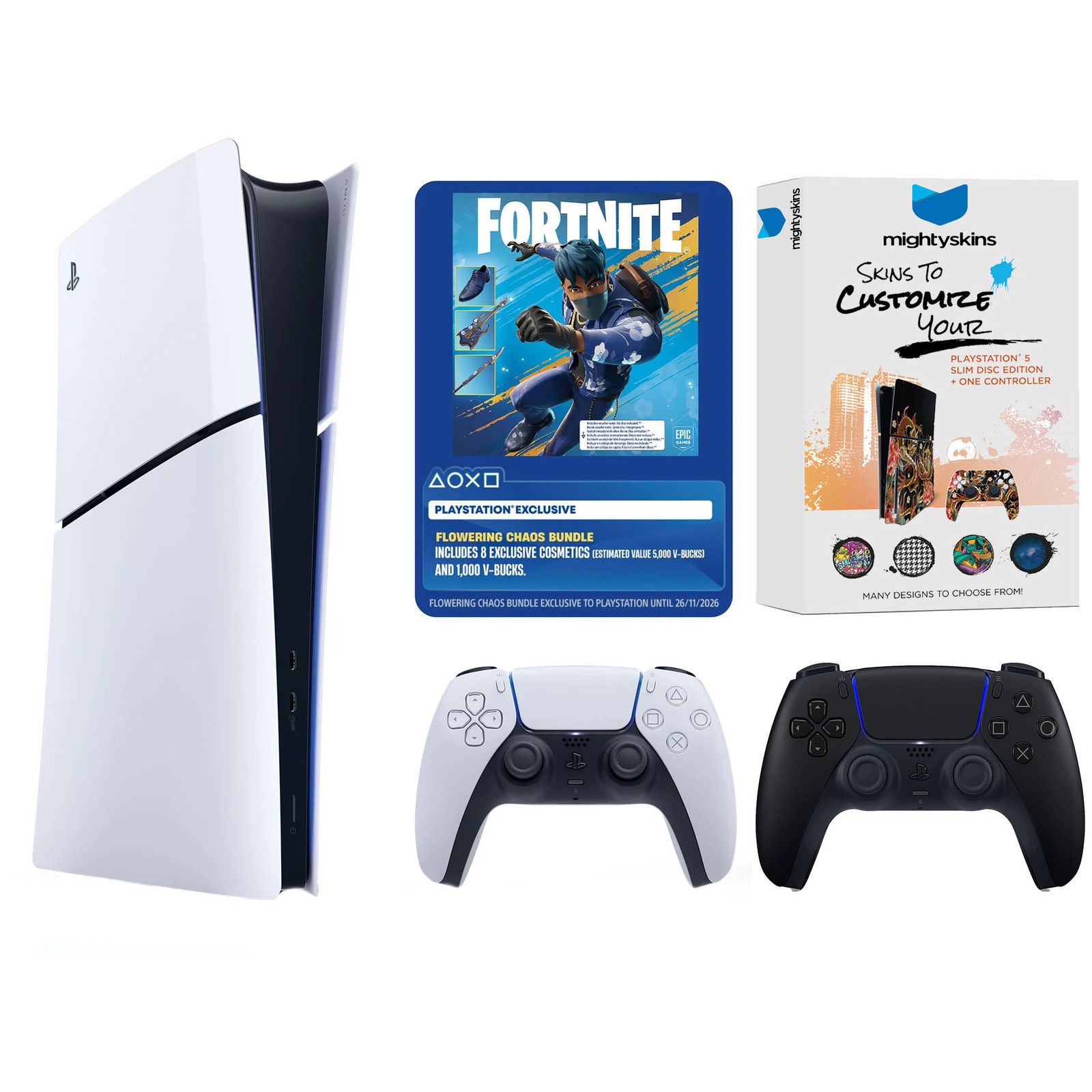 Sony PlayStation 5 Disc Fortnite Bundle with Extra Controller- Midnight Black