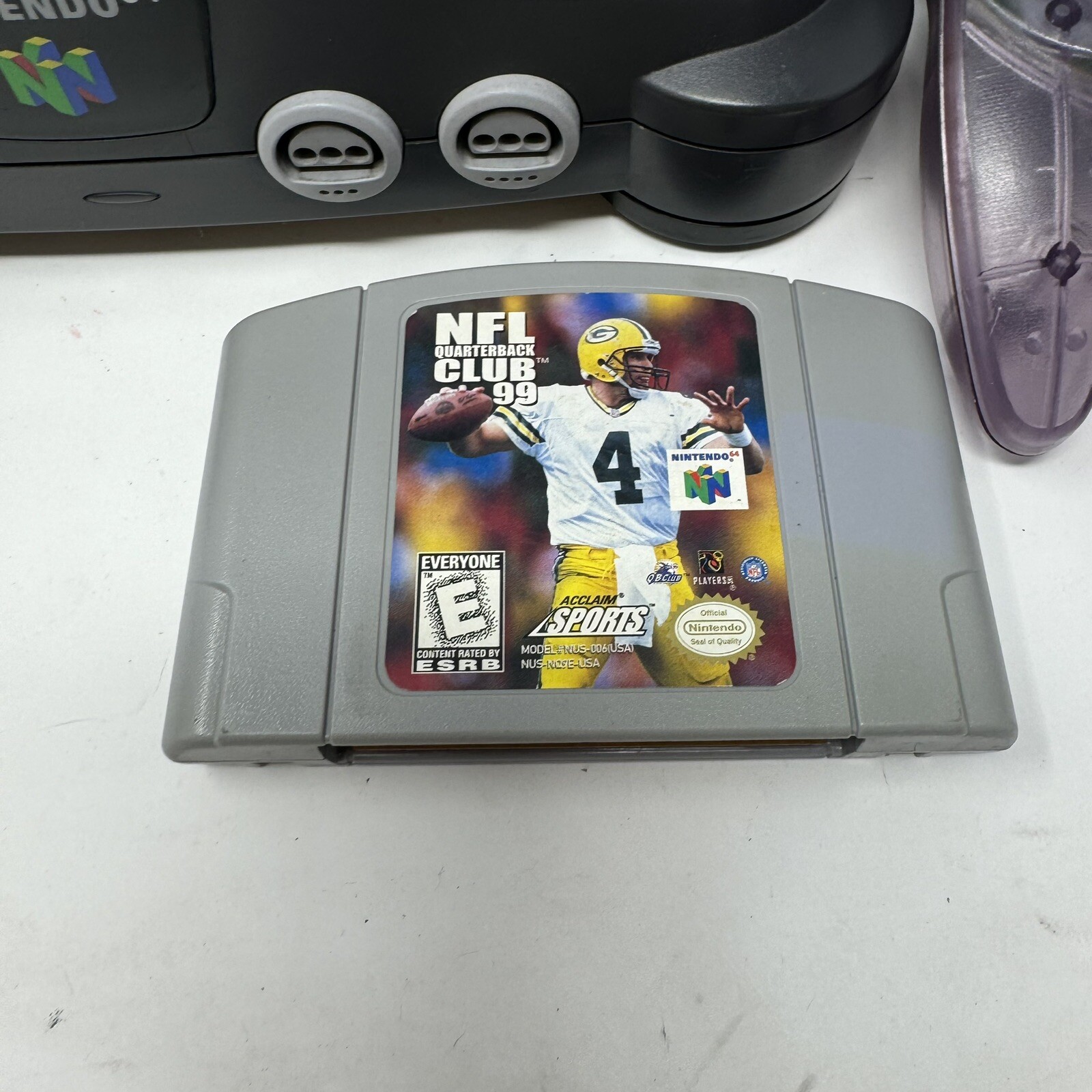 Nintendo 64 N64 Console 2OEM Gray Purple Controllers w/ Game Tested Working