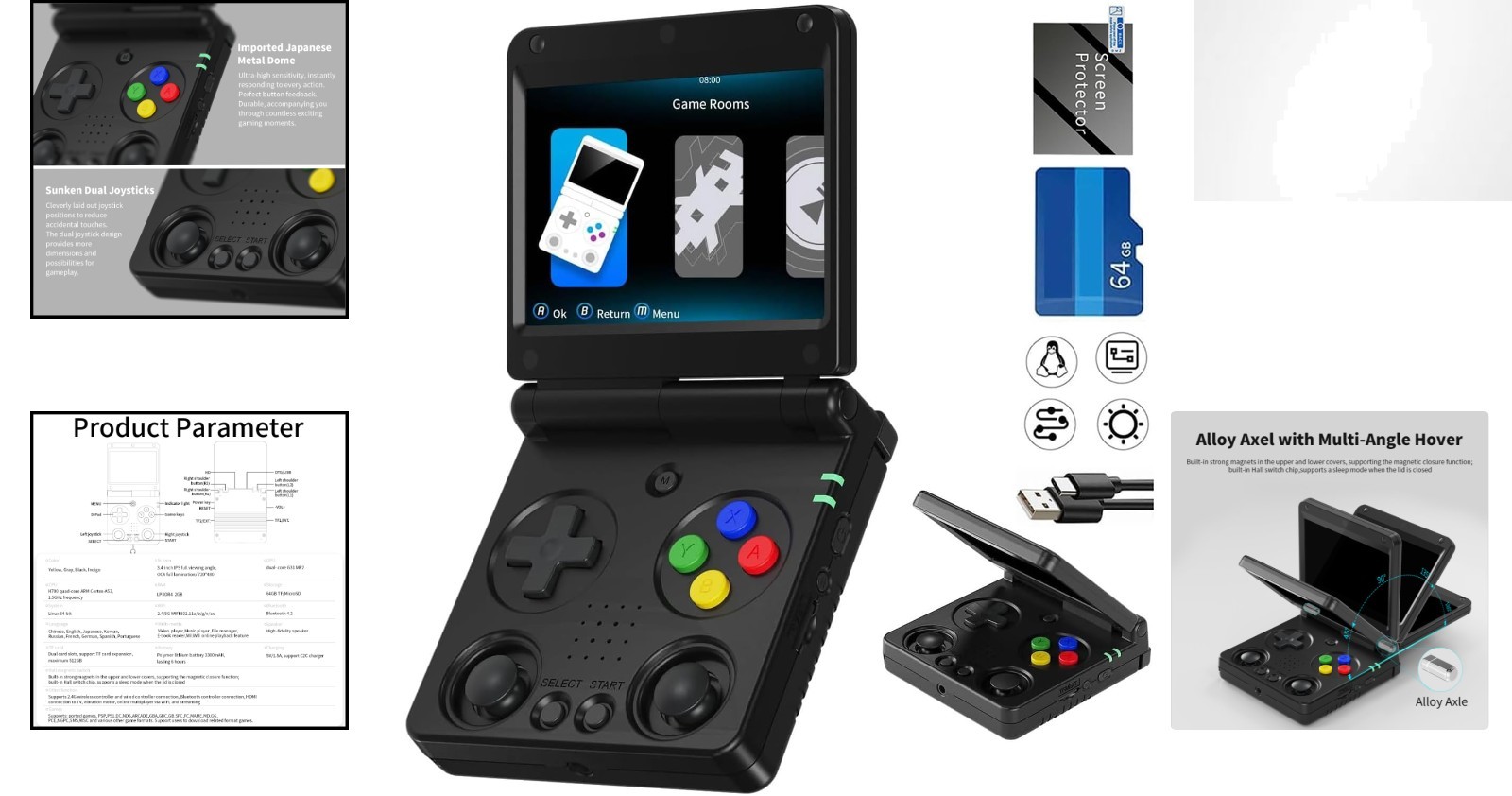 Portable Flip Retro Game Console with 5532 Preloaded Games & 5G WiFi Support