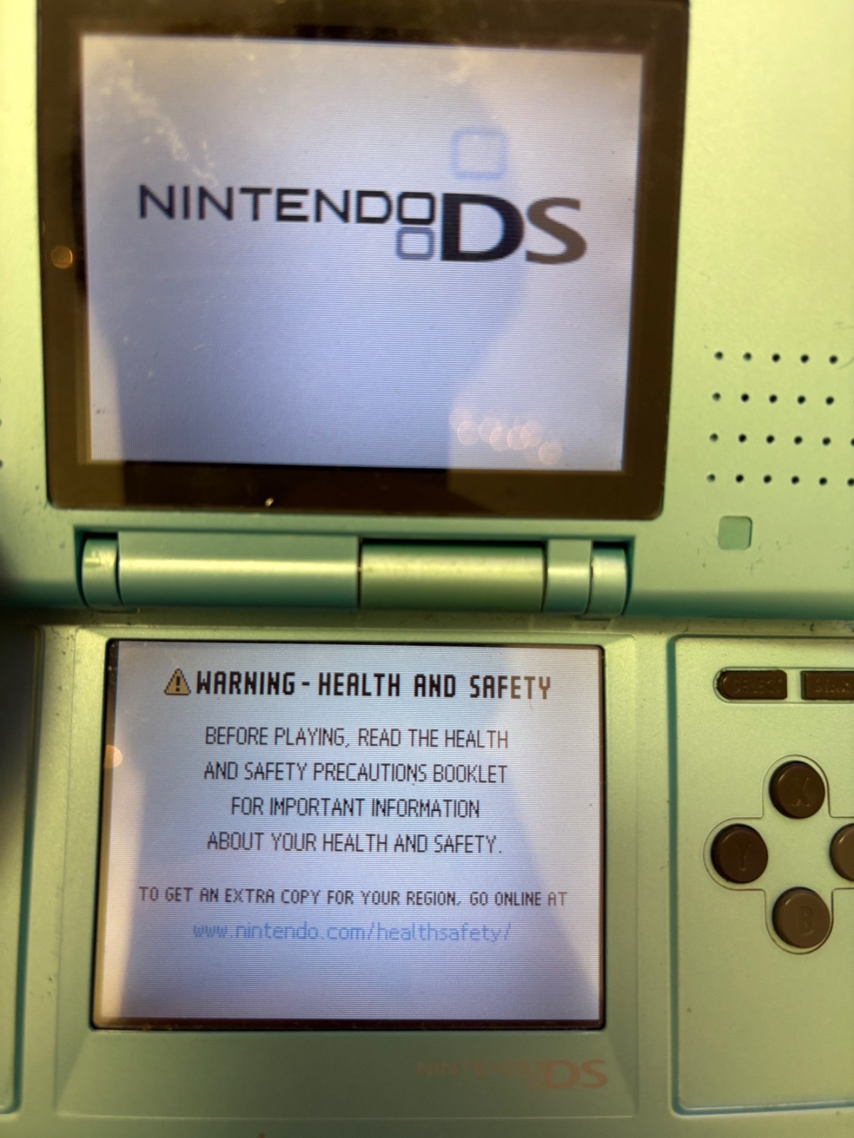Nintendo DS Turquoise Blue Handheld System – Fair Condition – TESTED AND WORKING
