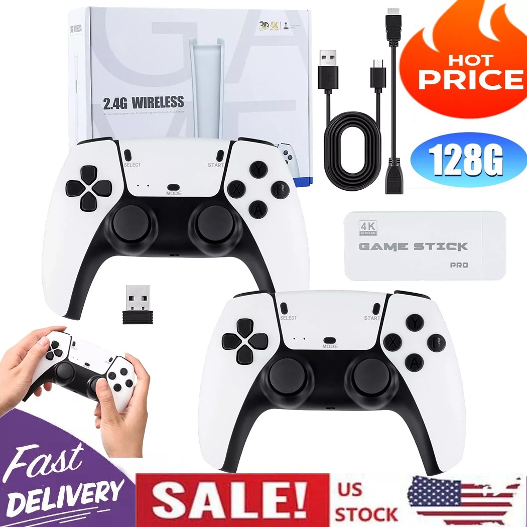 Retro Game Console 41000+ Games 4K HDMI Output w/ 2 Wireless Controllers &128GB~