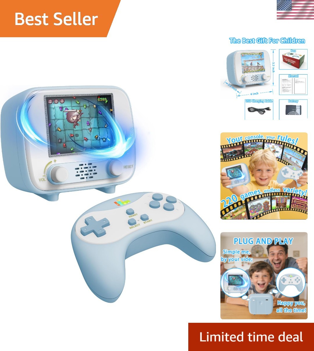 2.8” Portable Handheld Game Console – Play 220 Built-in Retro Games Anytime