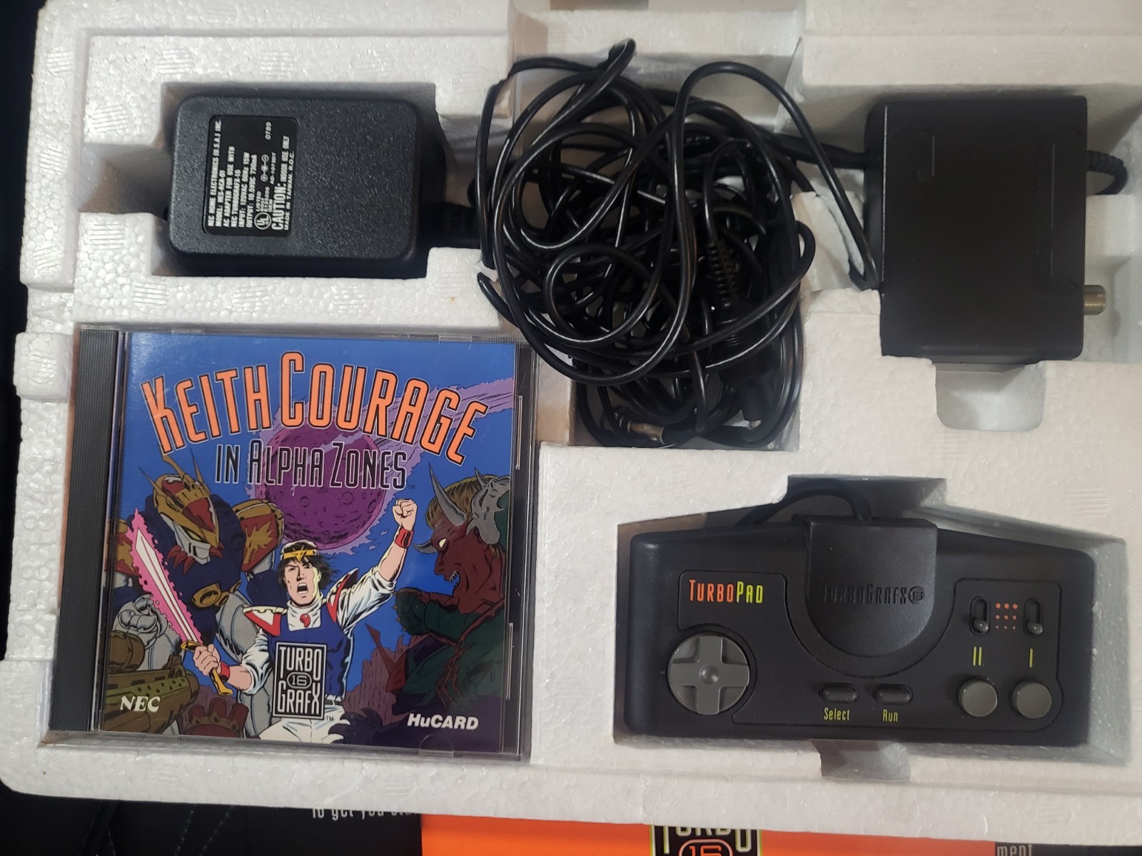 NEC TurboGrafx-16 Console Box Keith Courage Alien Crush MISSING POWER ADAPTER