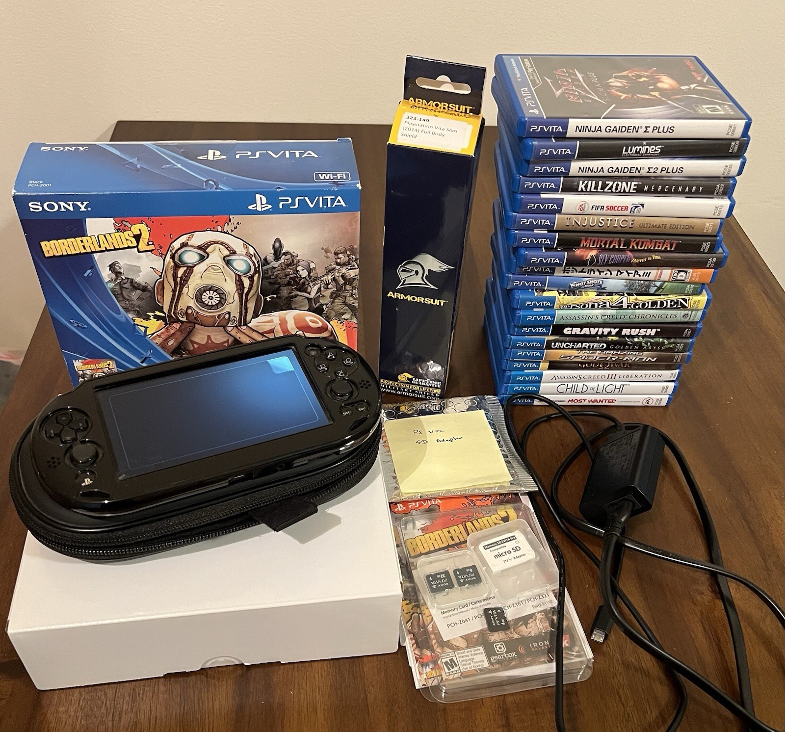 Sony PS Vita Slim (PCH-2001) Borderlands 2 Limited Edition and Games Lot (19) +