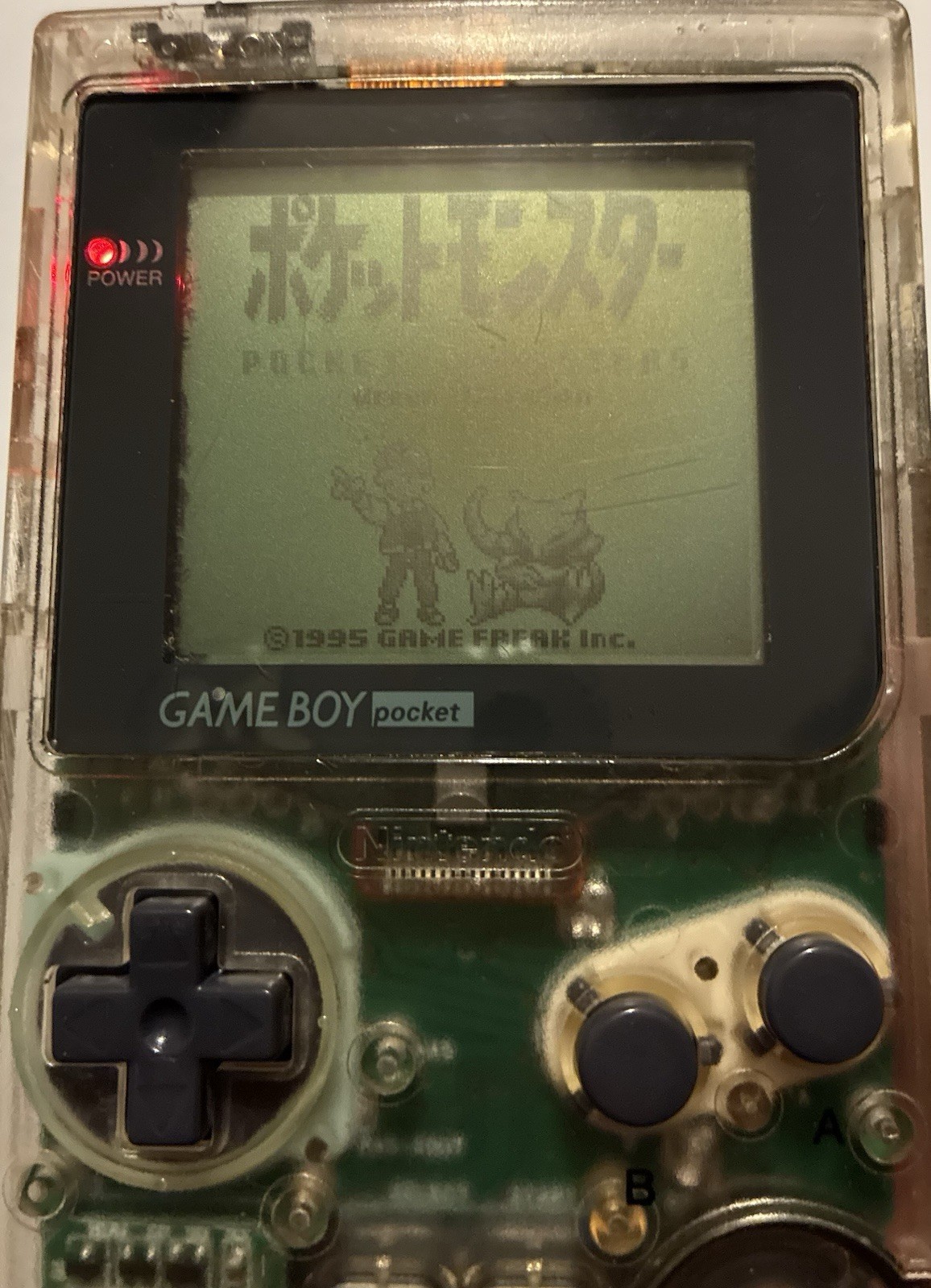 Nintendo Gameboy Pocket Transparent Clear MGB-001 Tested and Working