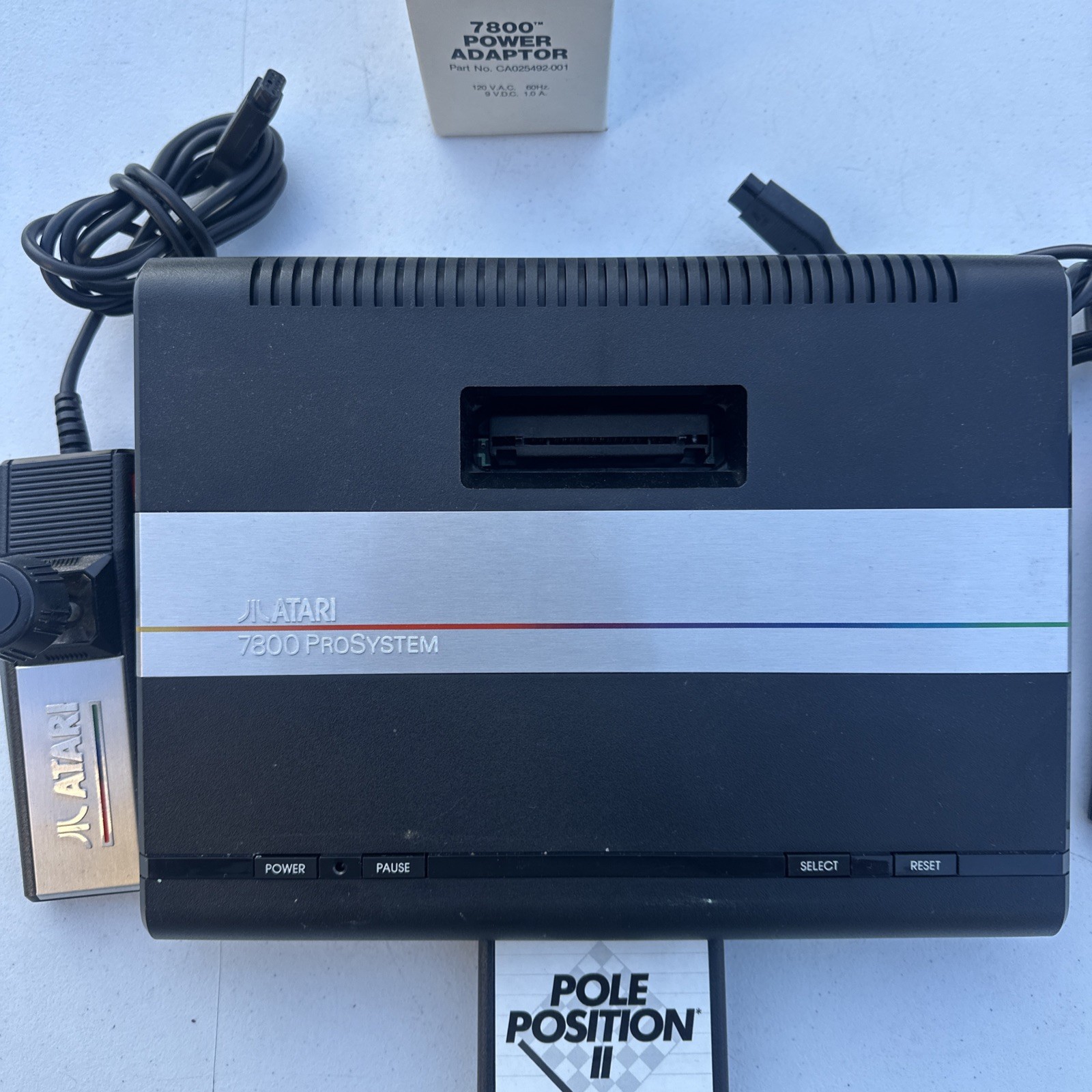 VTG Atari 7800 ProSystem Console 2 Controllers Pole Position II Tested Bundle