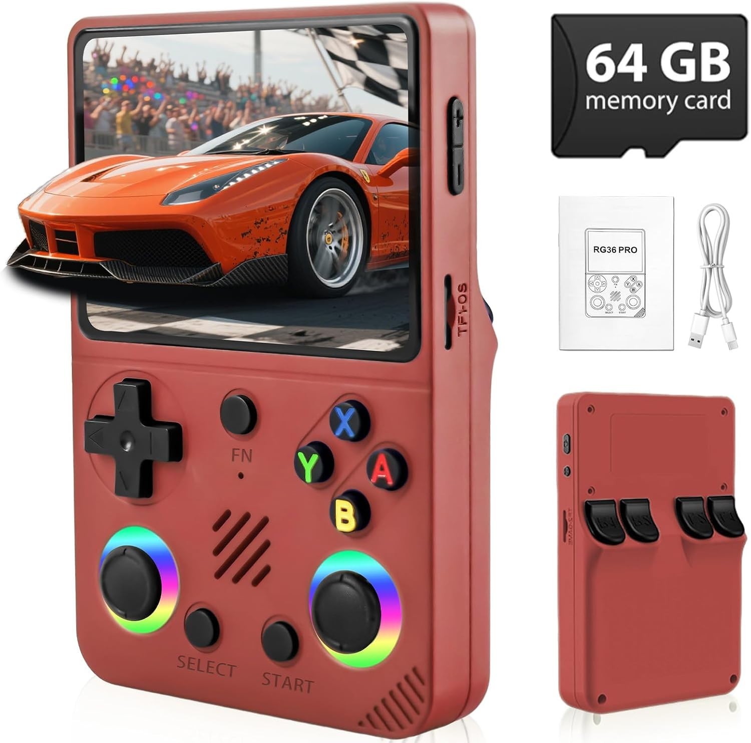 RG36PRO Retro Game Console: 30,000+ Games, Ergonomic Design, 3000mAh Battery