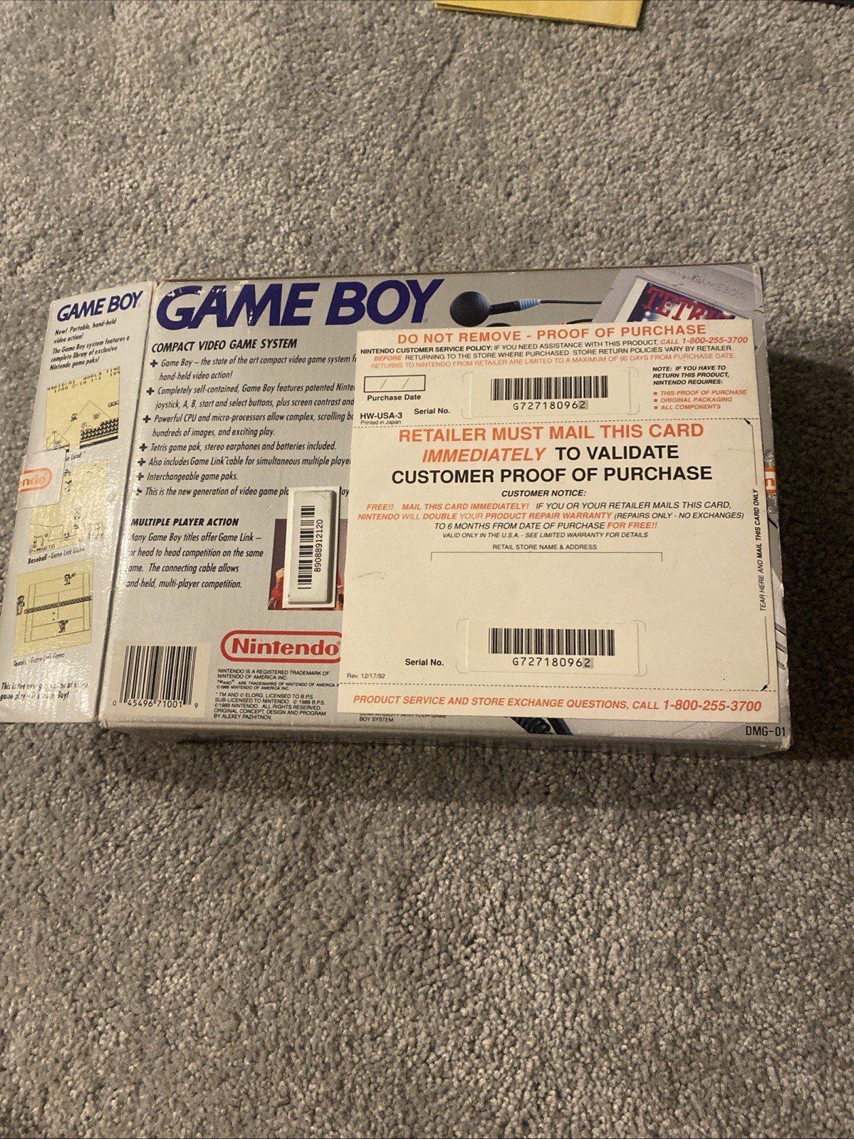 Nintendo Game Boy Launch Edition Handheld System – Gray – Tested, CIB