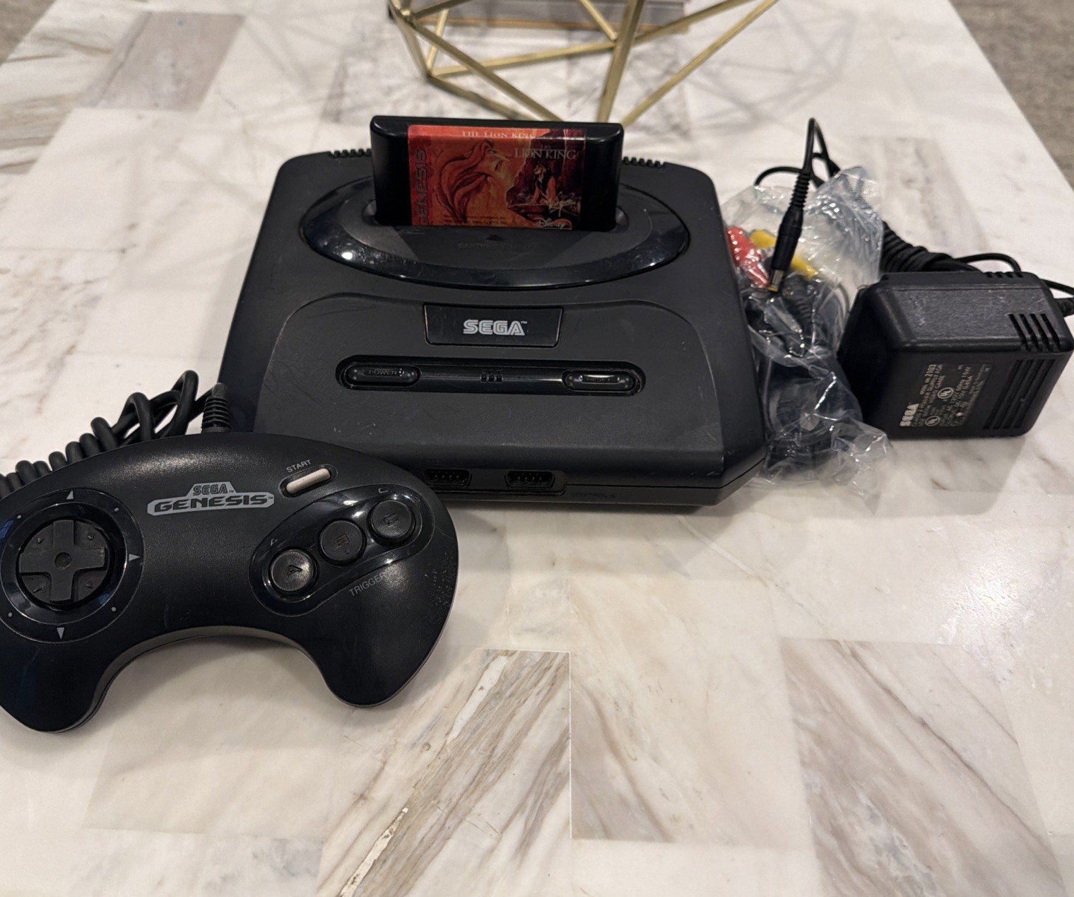 Sega Genesis Model 2 Console System Bundle Cords Controller Lion King, NBA JAM