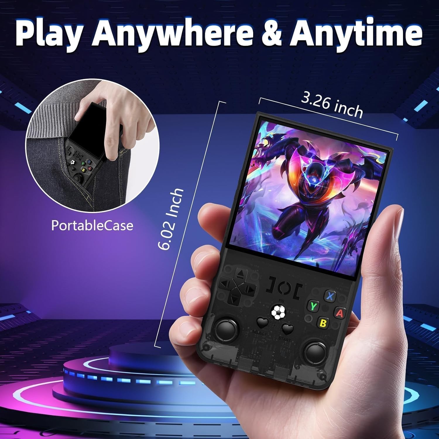 NEW Handheld Game Console 4.0″ IPS 64GB 18000 Games 4000mAh Portable Black