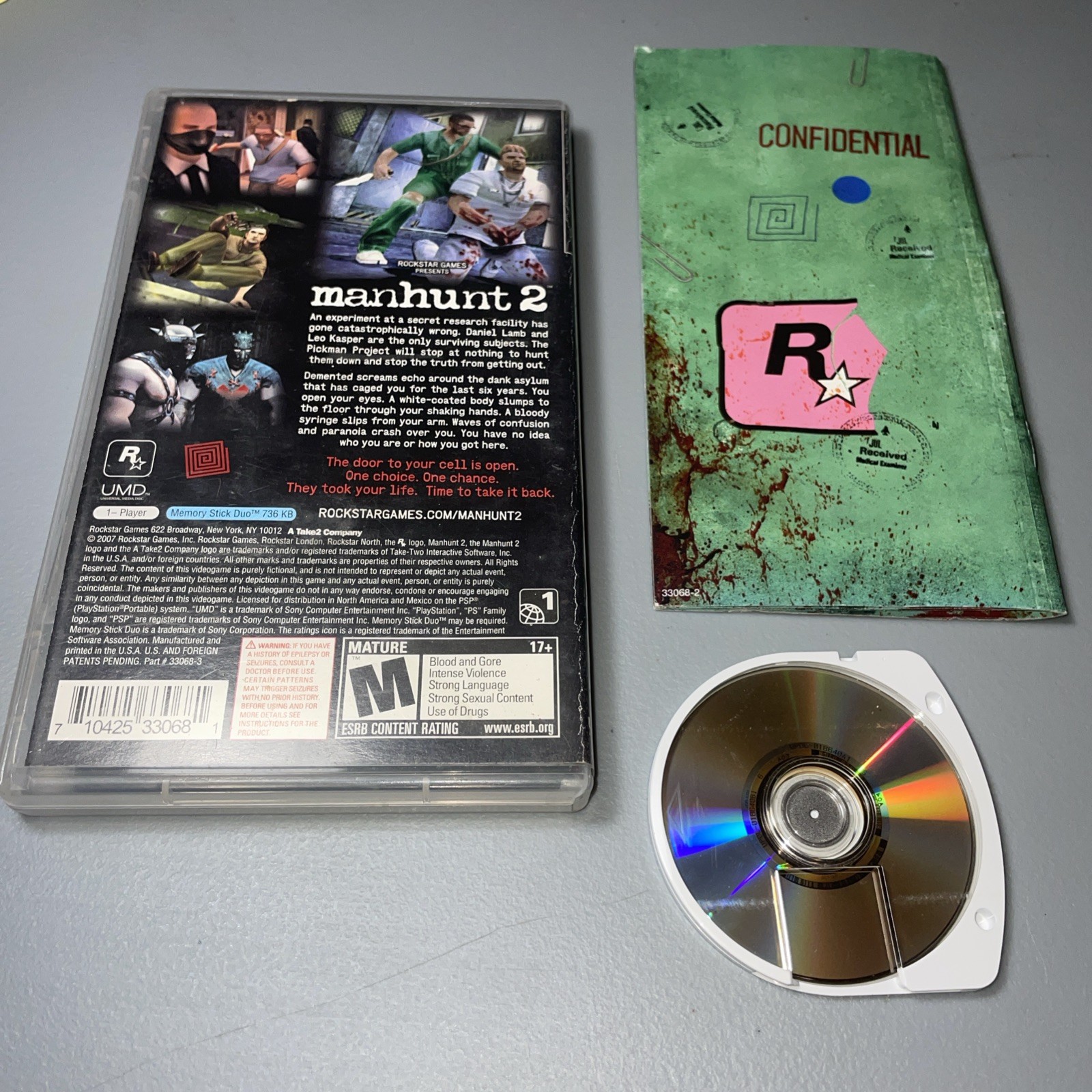 Manhunt 2 (Sony PlayStation Portable PSP, 2007) Complete CIB Game