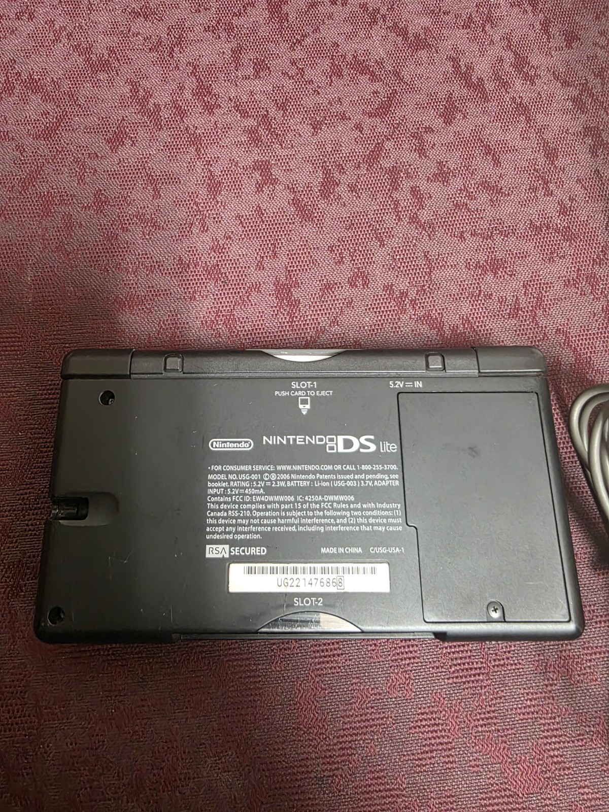 Nintendo DS Lite Crimson-Red/Black W/Yoshi Touch & Go, Stylus, & Charger-Clean!