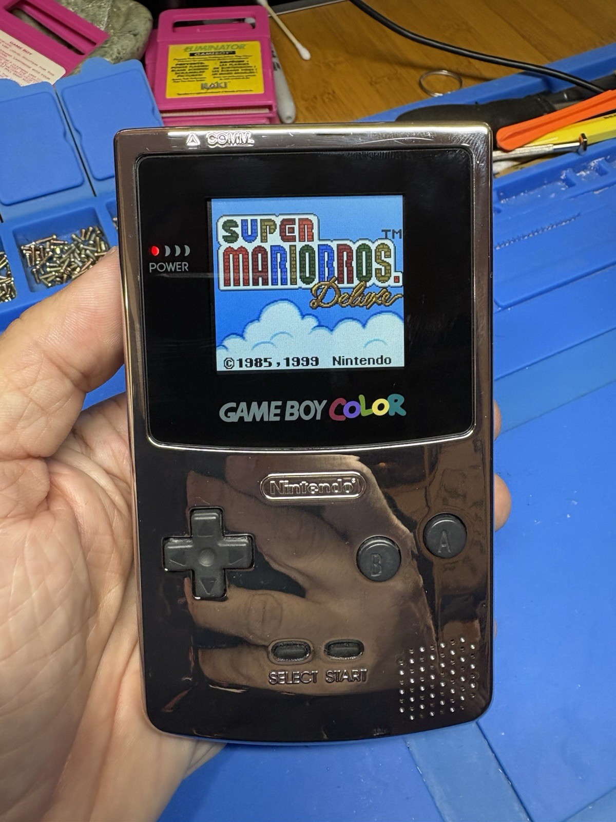 Backlit TFT Silver Chrome Nintendo Gameboy Color GBC cartridge Pouch