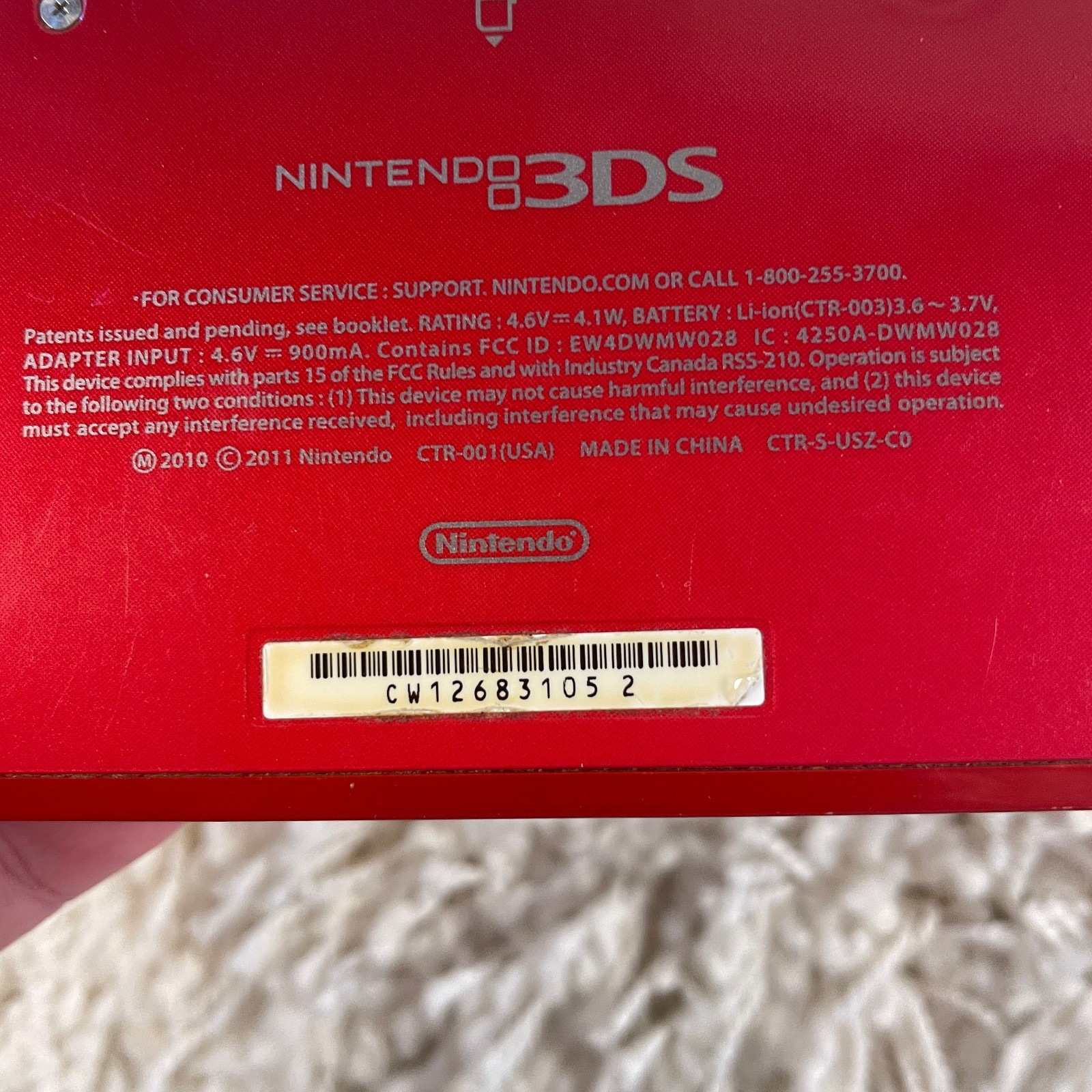 Nintendo 3DS Flame Red Handheld Console System CTR-001 Tested