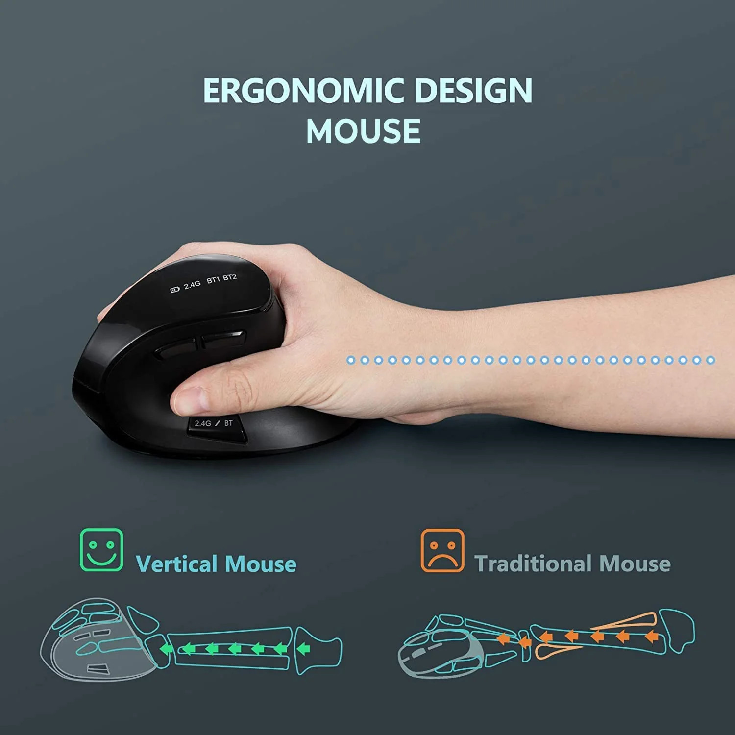 Ergonomic Vertical Bluetooth Mouse