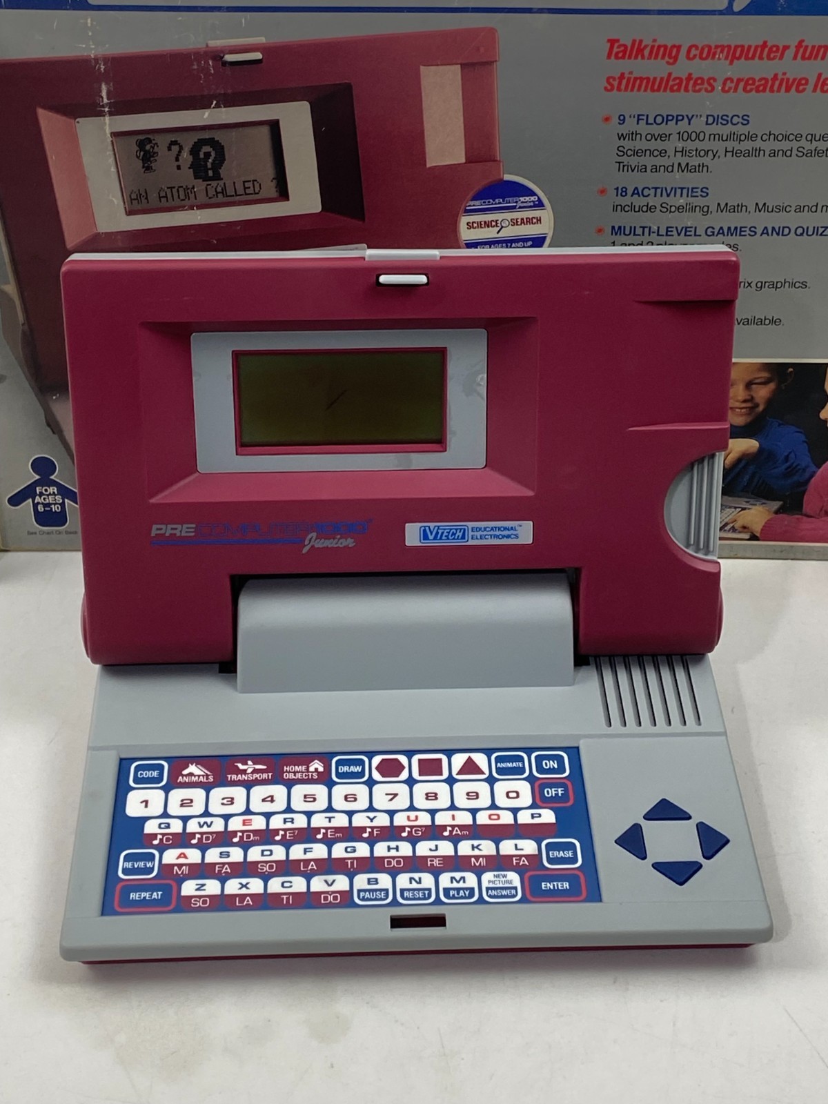 Vintage VTECH Pre Computer Junior 1000 Learning Educational Game 1990 NEW