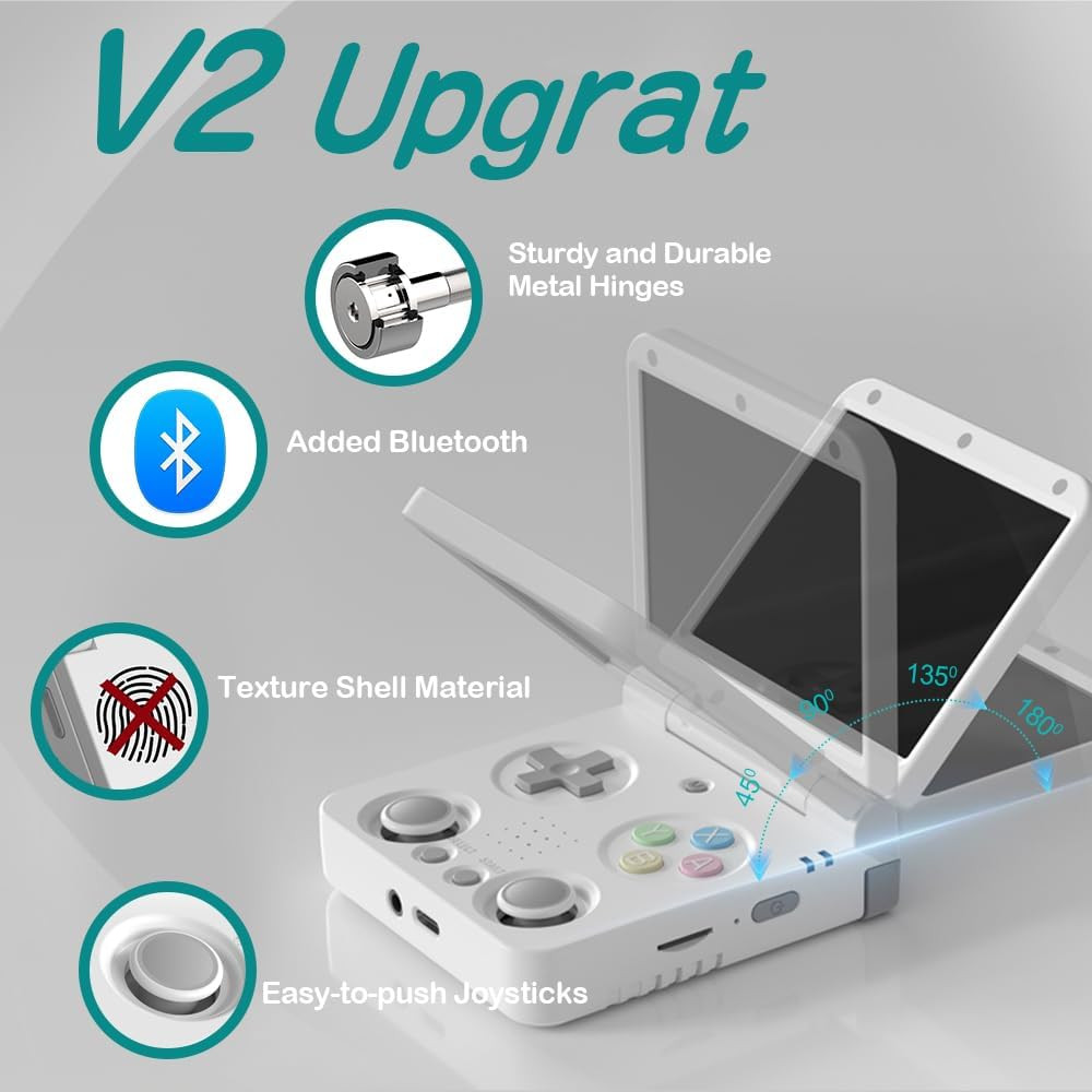 Flip V2 Retro Handheld Gaming Console with Quiet Hinge, 3.5″ 640*480 IPS Screen